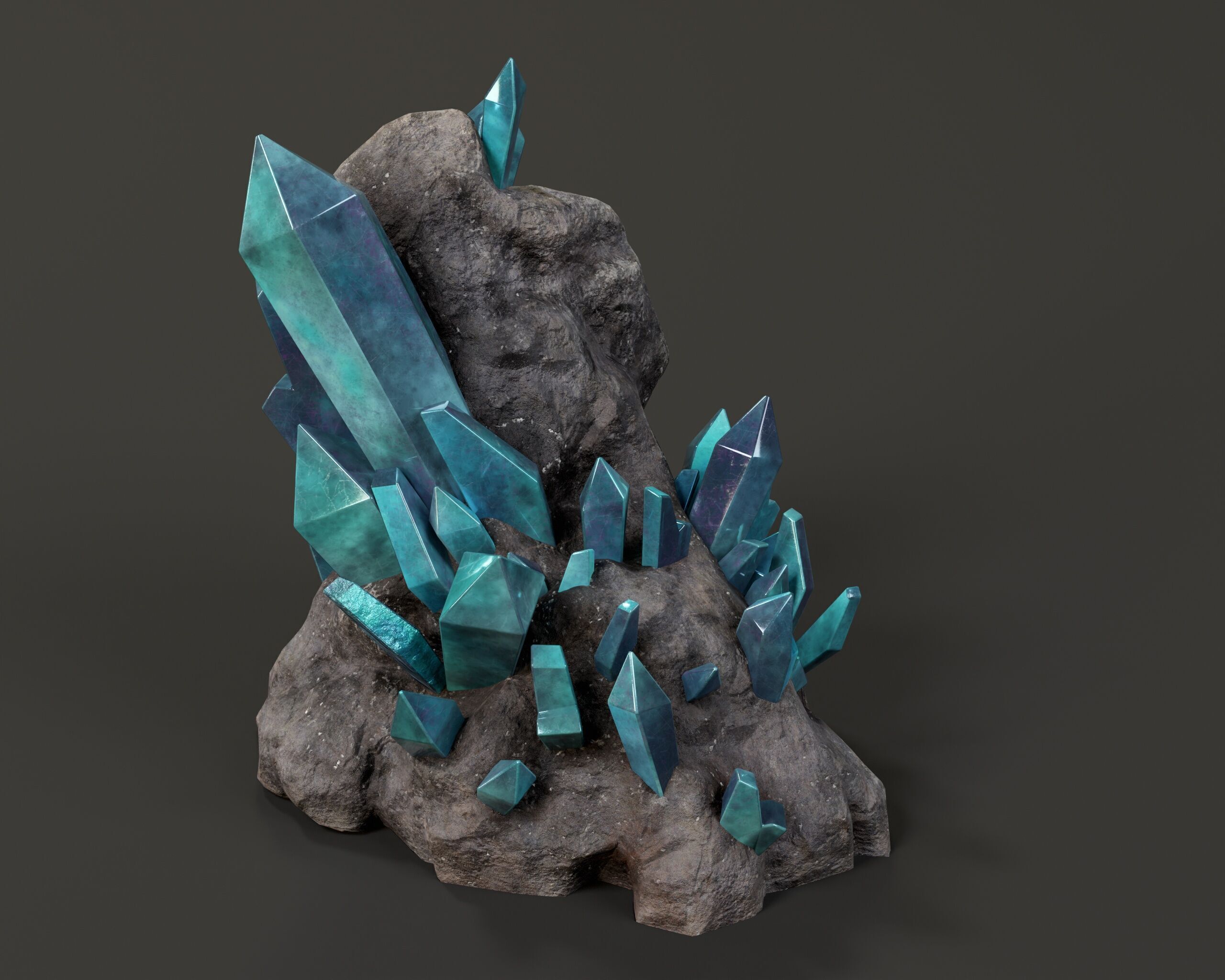 Crystal Ore Set 1 - 8 Colors Low-poly 3D model_22