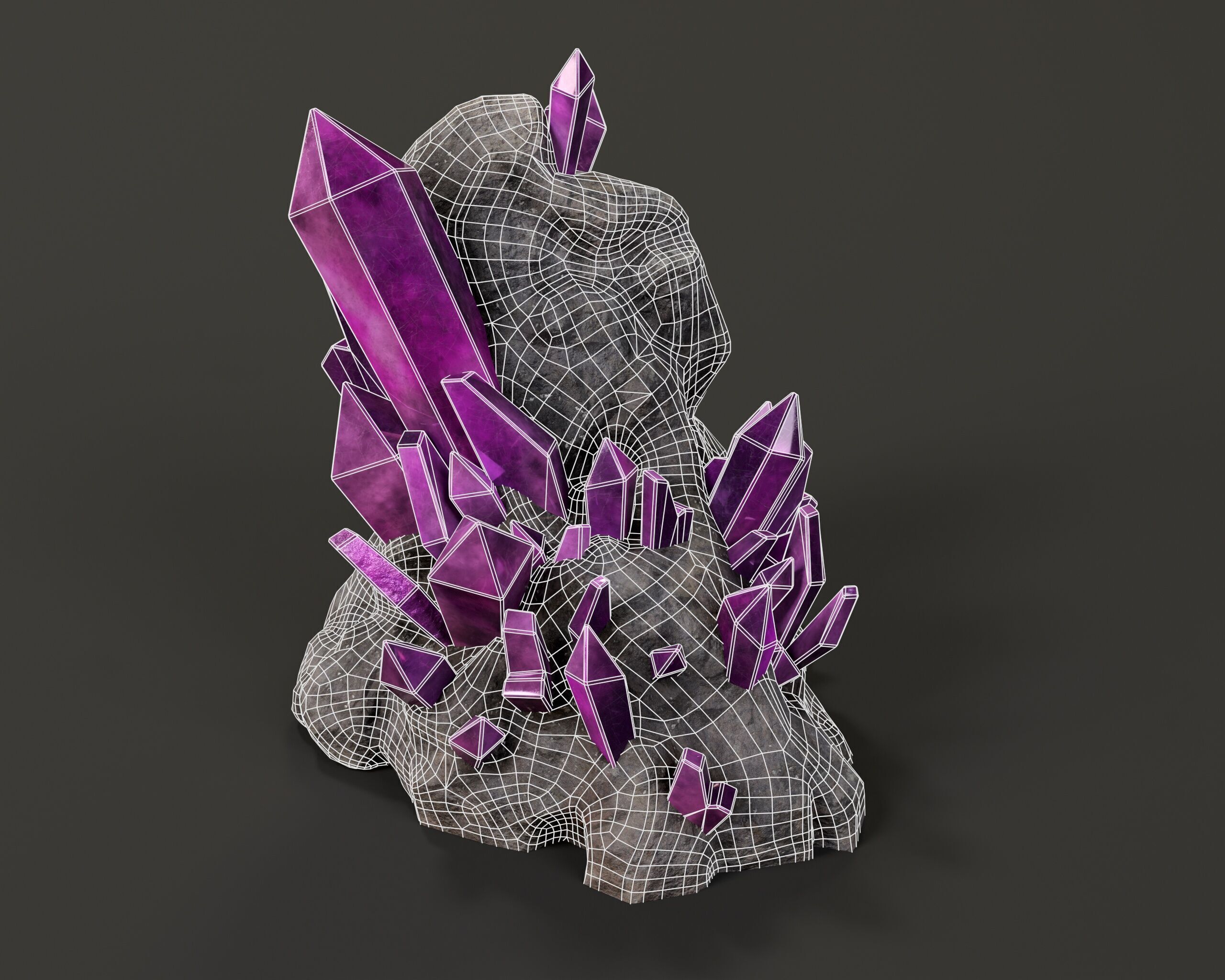 Crystal Ore Set 1 - 8 Colors Low-poly 3D model_19