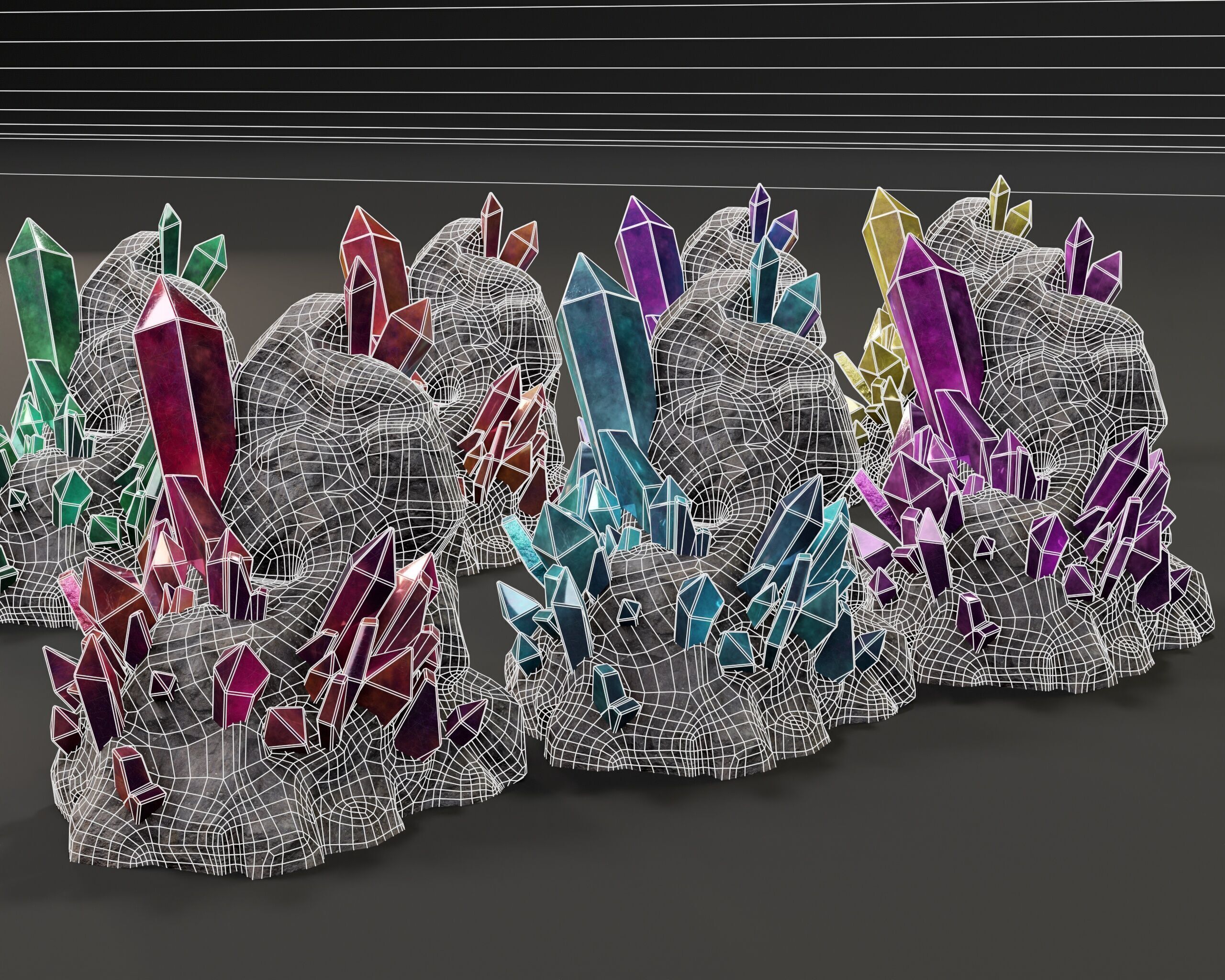 Crystal Ore Set 1 - 8 Colors Low-poly 3D model_7