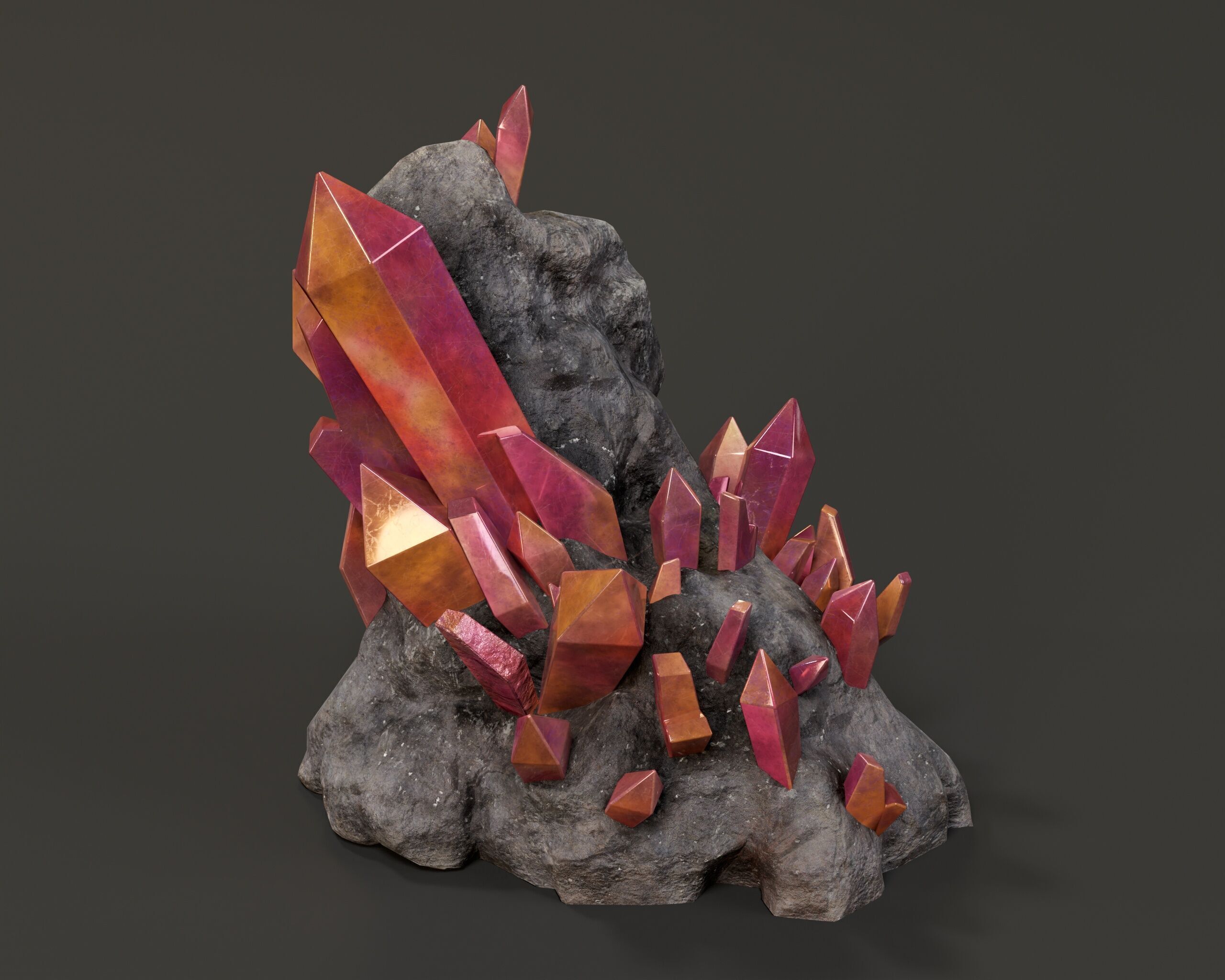 Crystal Ore Set 1 - 8 Colors Low-poly 3D model_14