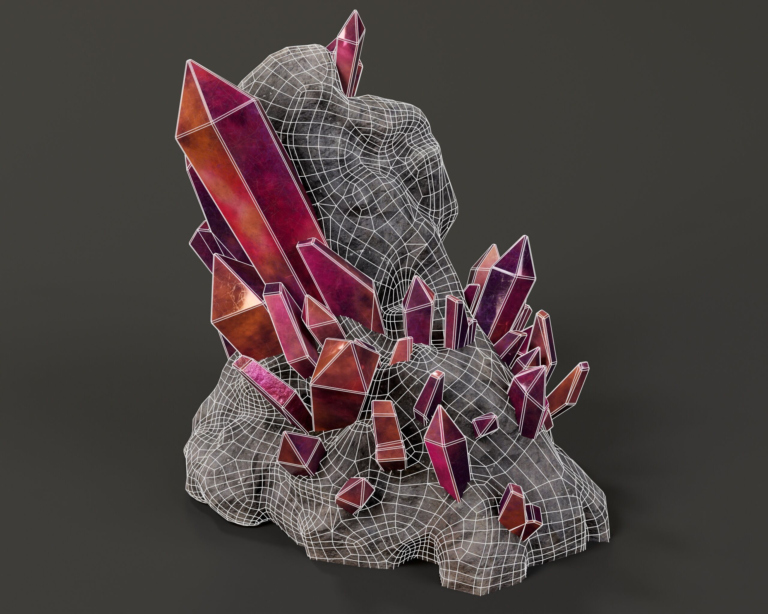 Crystal Ore Set 1 - 8 Colors Low-poly 3D model_21