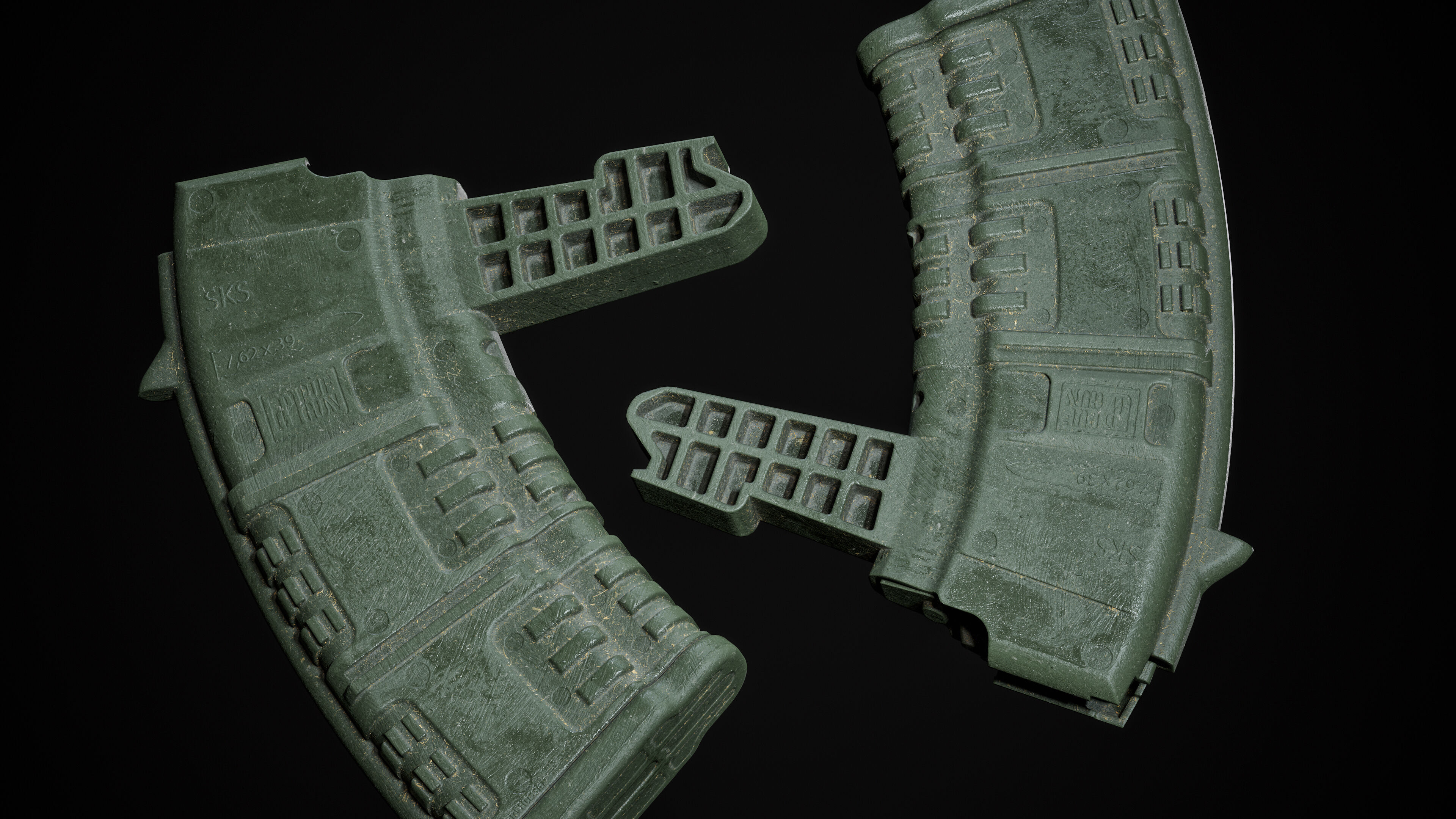 PBR pufgun SKS Magazine Game Ready Low-poly 3D model_10