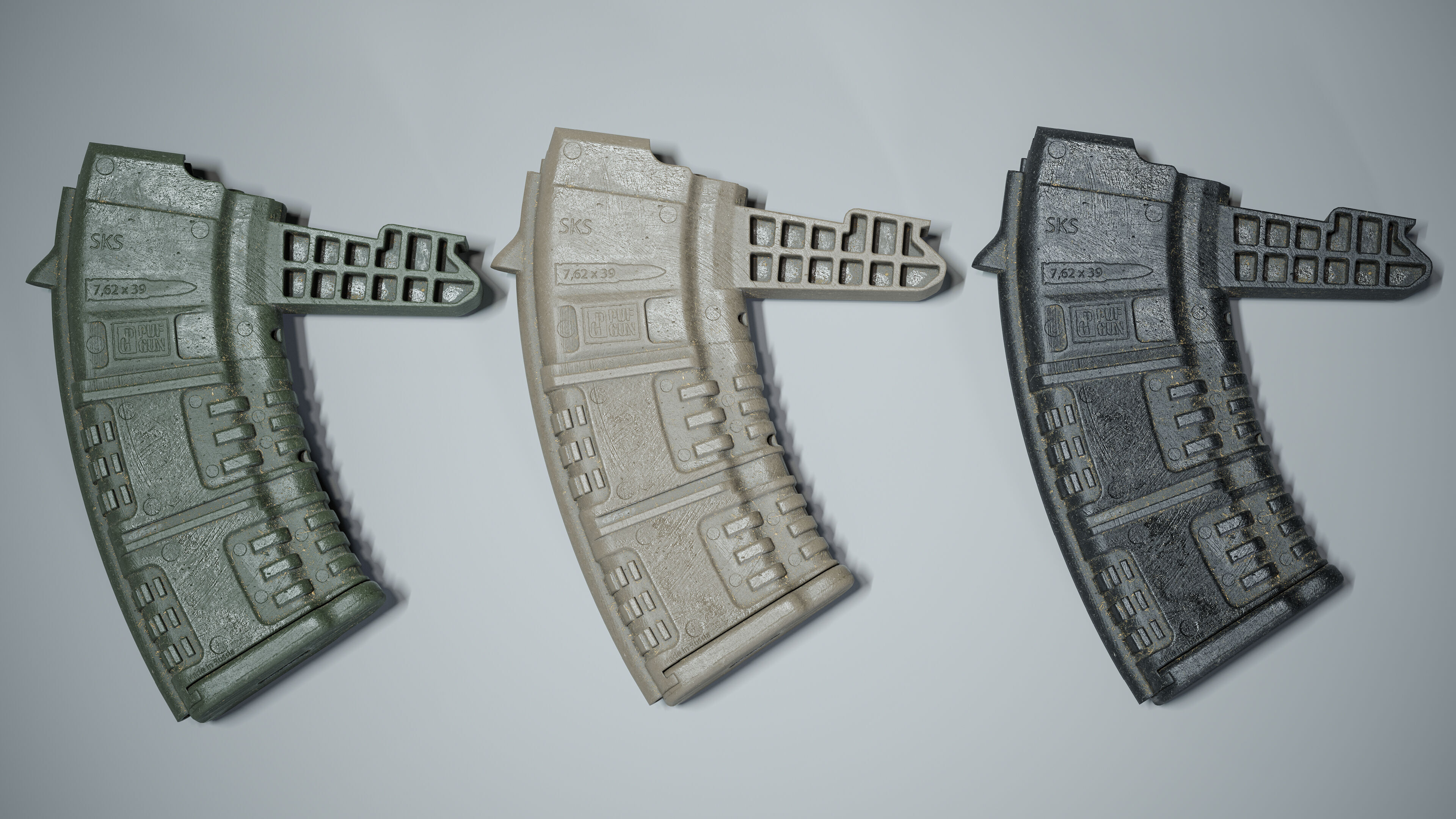 PBR pufgun SKS Magazine Game Ready Low-poly 3D model_6