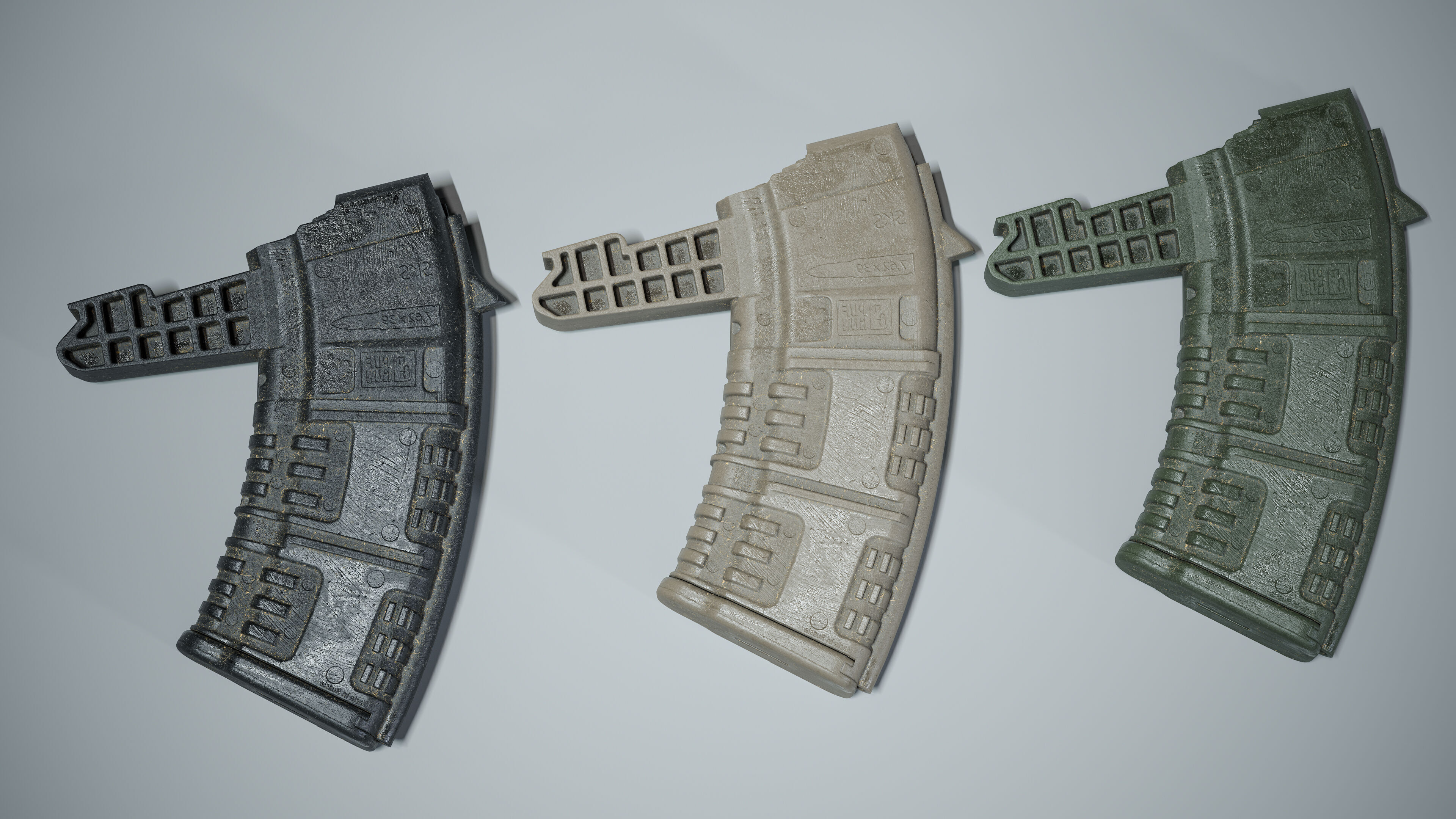 PBR pufgun SKS Magazine Game Ready Low-poly 3D model_3