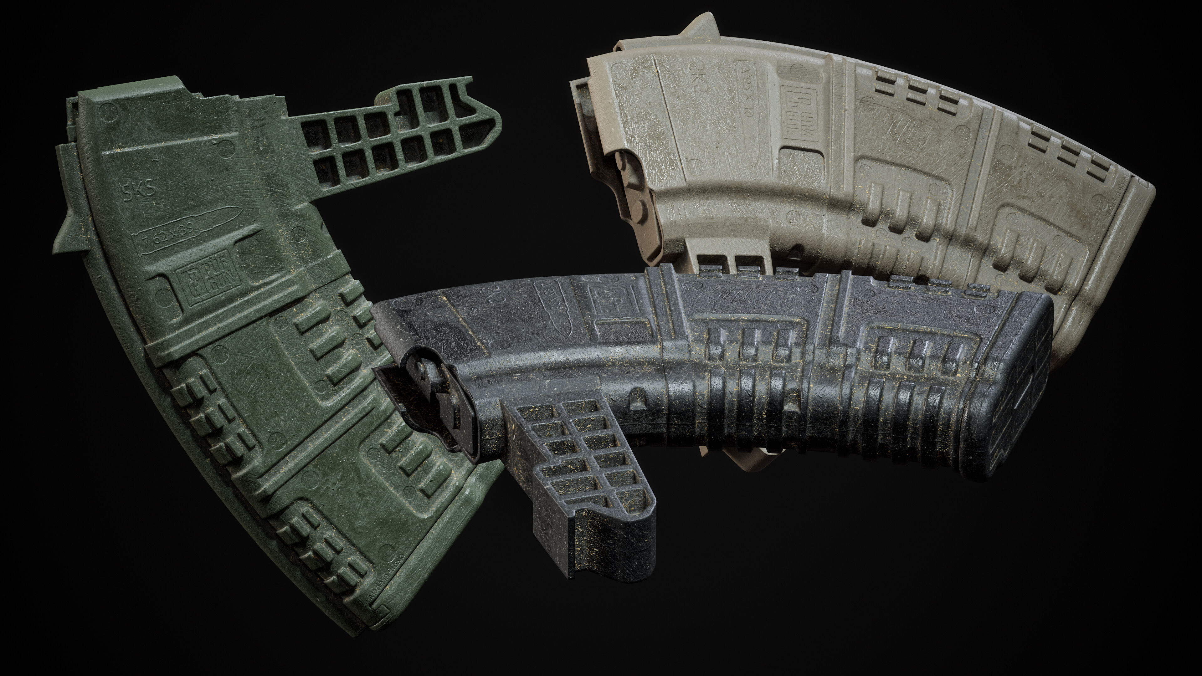 PBR pufgun SKS Magazine Game Ready Low-poly 3D model_11