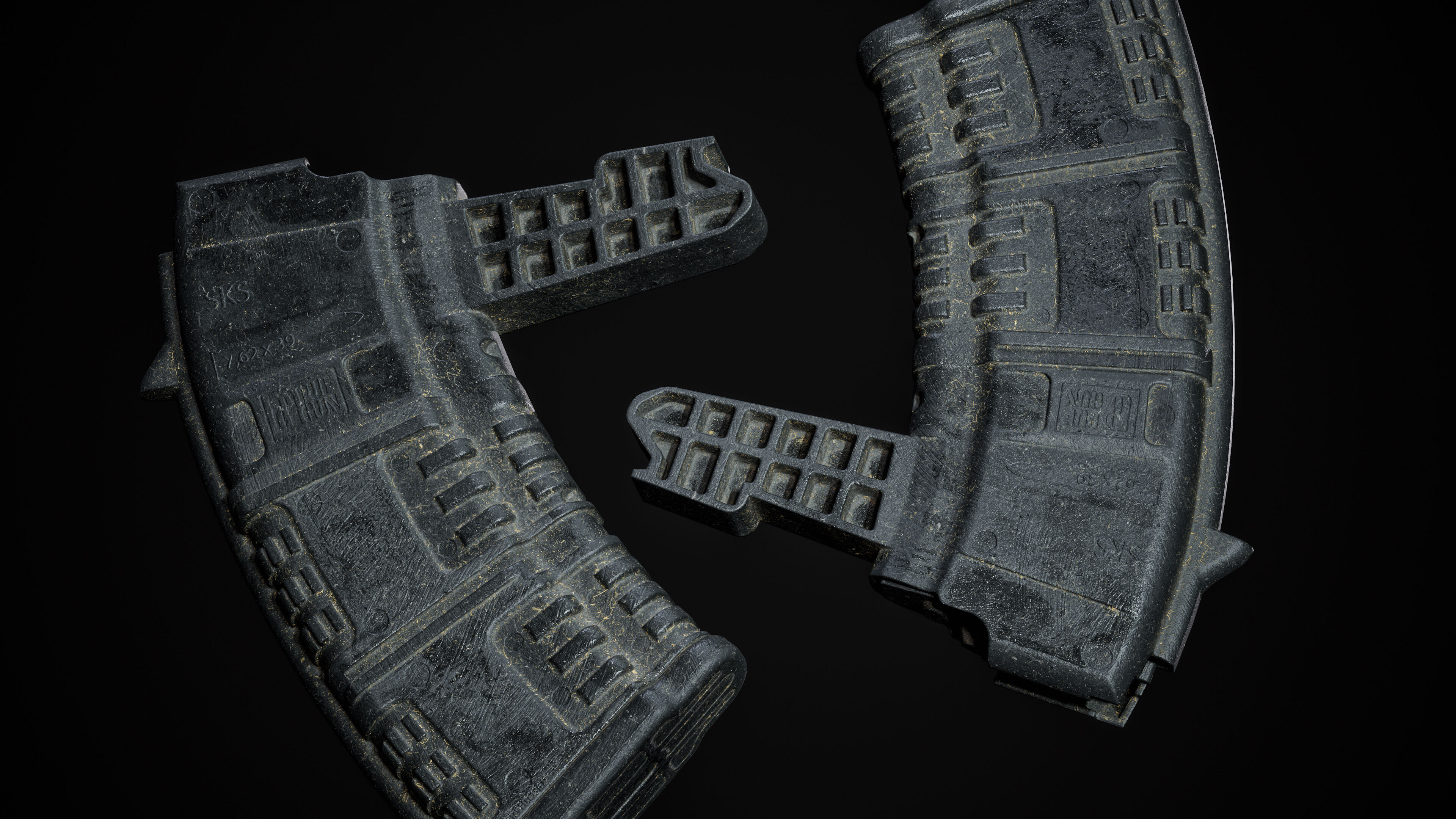 PBR pufgun SKS Magazine Game Ready Low-poly 3D model_9