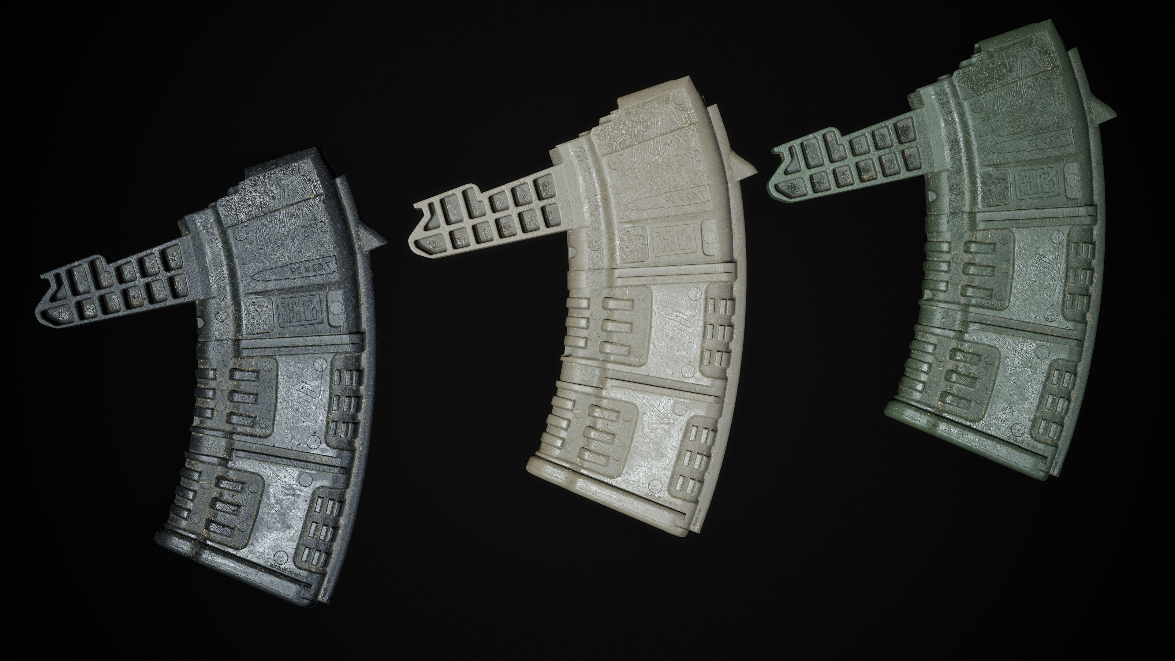 PBR pufgun SKS Magazine Game Ready Low-poly 3D model_12