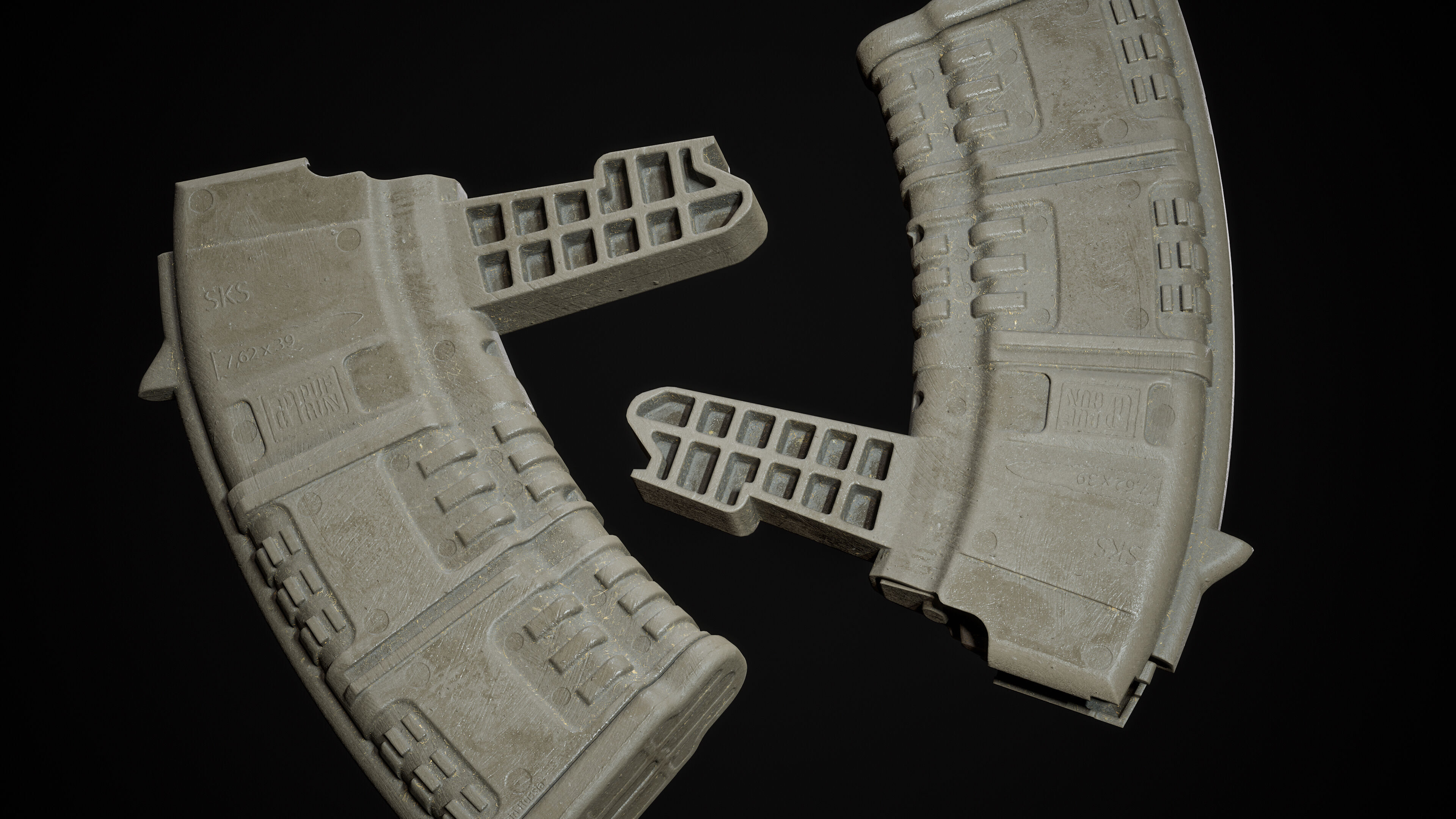 PBR pufgun SKS Magazine Game Ready Low-poly 3D model_8