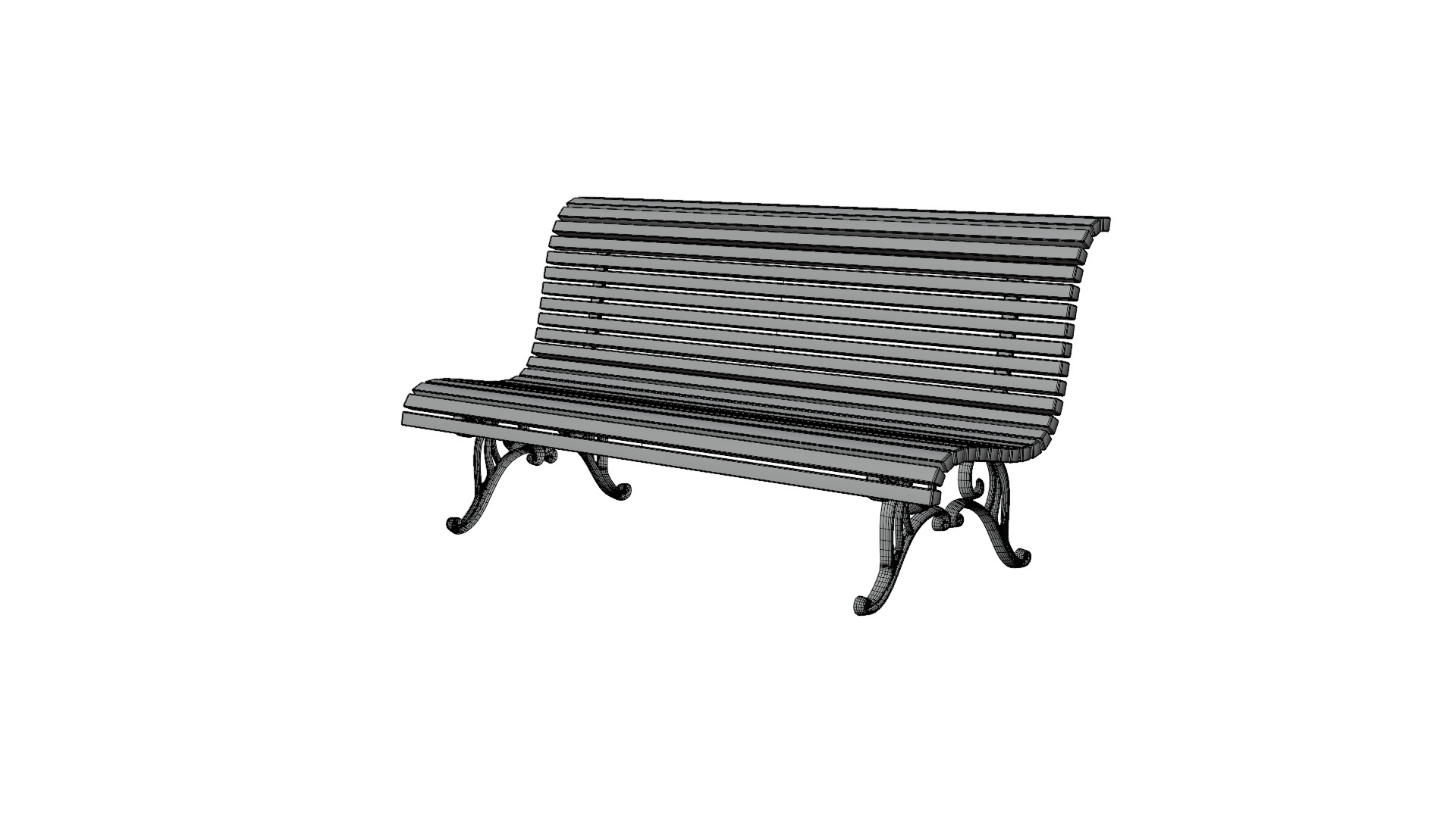Classic wooden park bench 3D Model 3D model_3