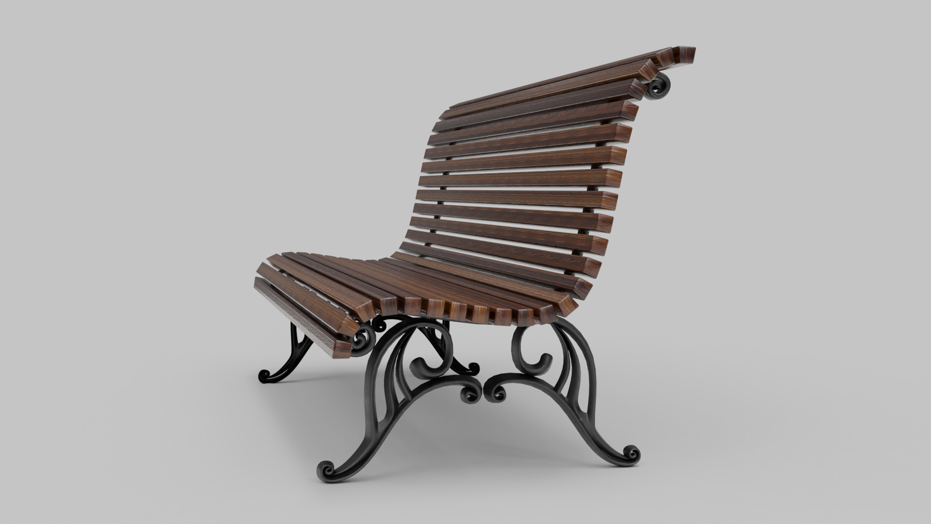 Classic wooden park bench 3D Model 3D model_1