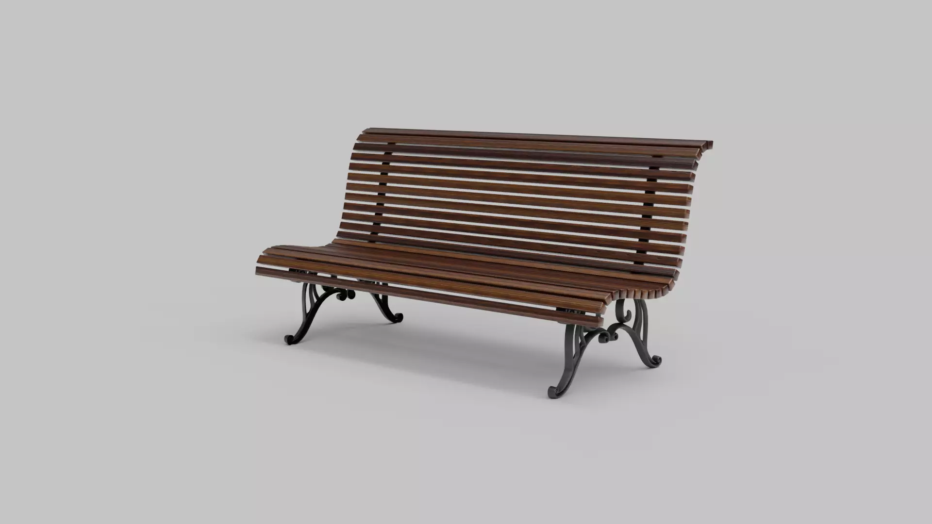 Classic wooden park bench 3D Model 3D model_0