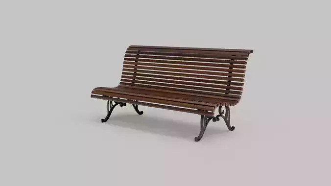 Classic wooden park bench 3D Model 3D model