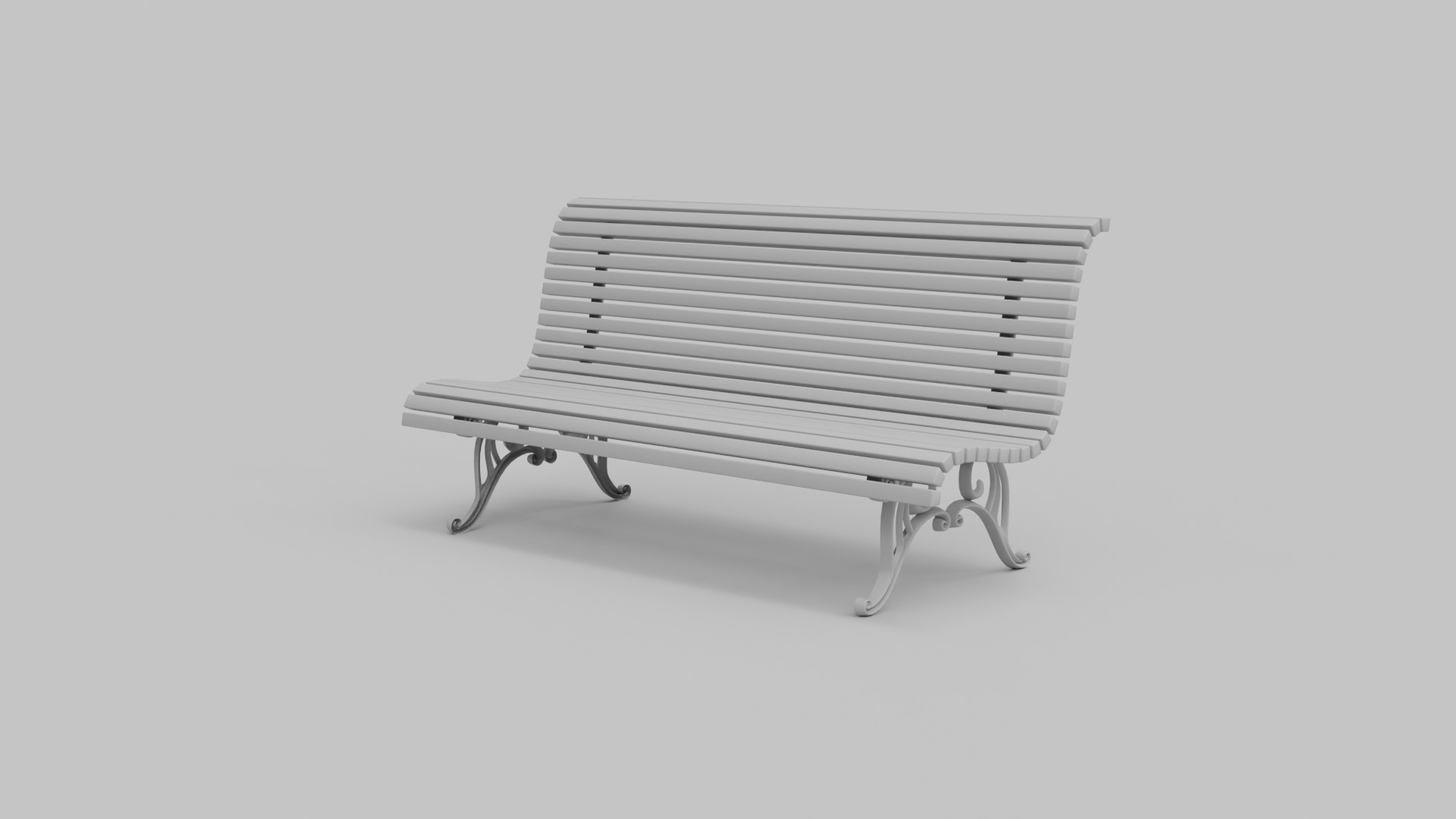 Classic wooden park bench 3D Model 3D model_4