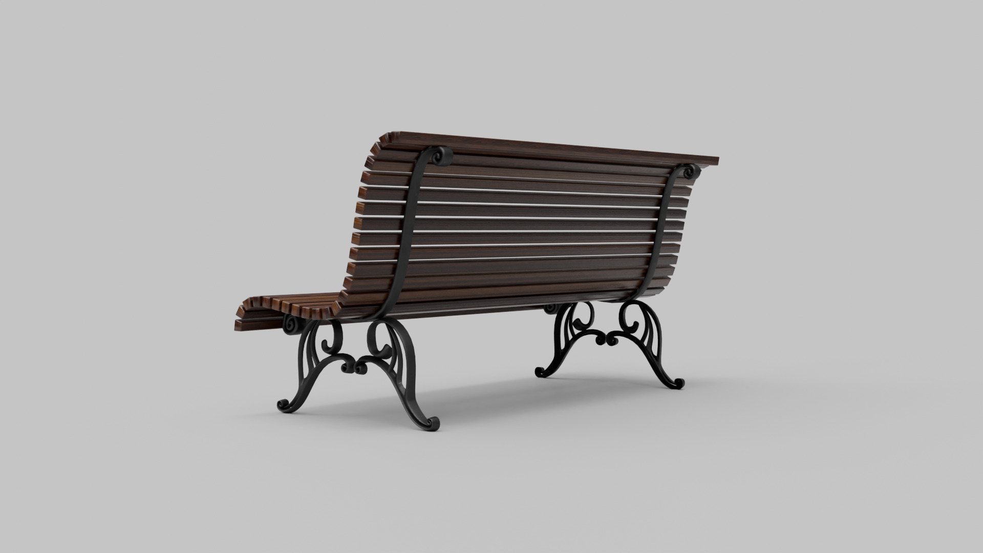 Classic wooden park bench 3D Model 3D model_2