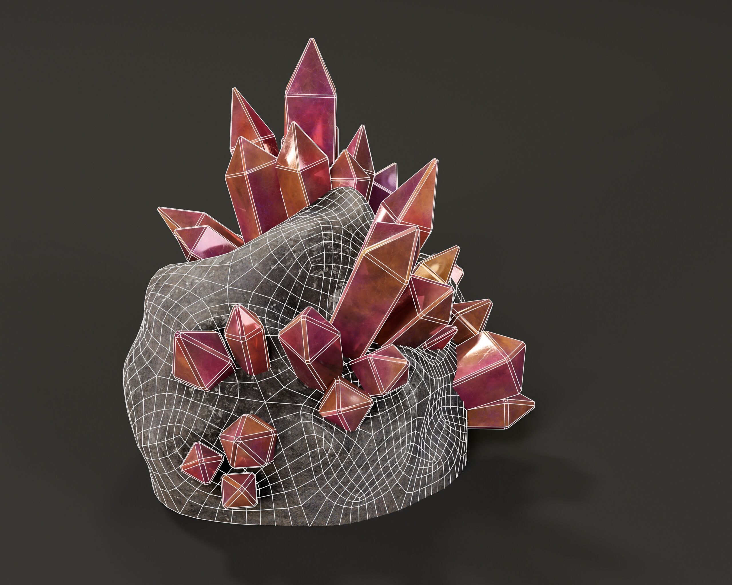 Crystal Ore Set 2 - 8 Colors Low-poly 3D model_17