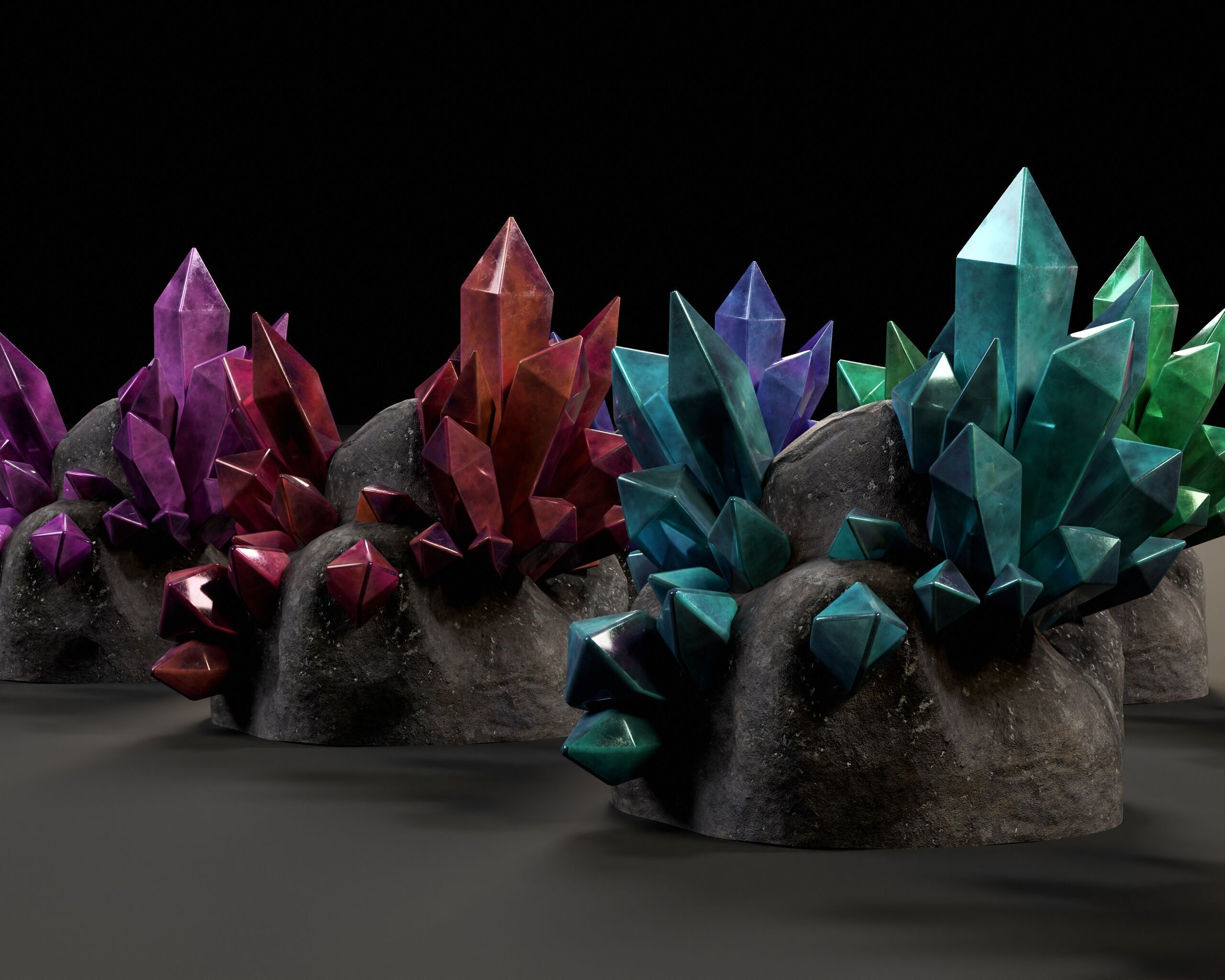Crystal Ore Set 2 - 8 Colors Low-poly 3D model_6