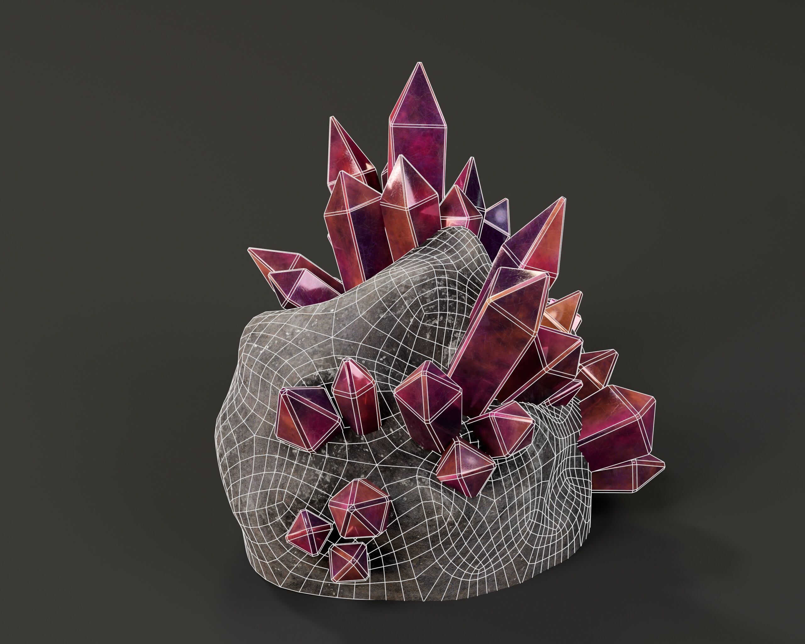 Crystal Ore Set 2 - 8 Colors Low-poly 3D model_15