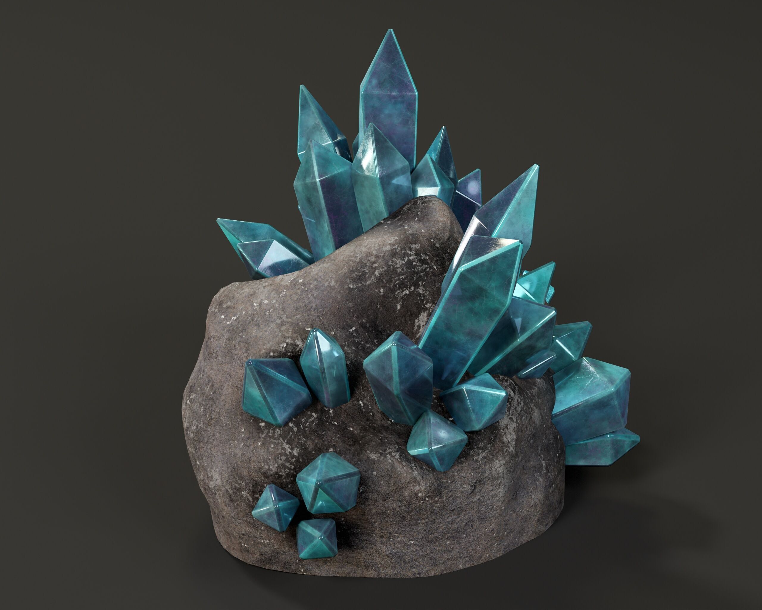 Crystal Ore Set 2 - 8 Colors Low-poly 3D model_18
