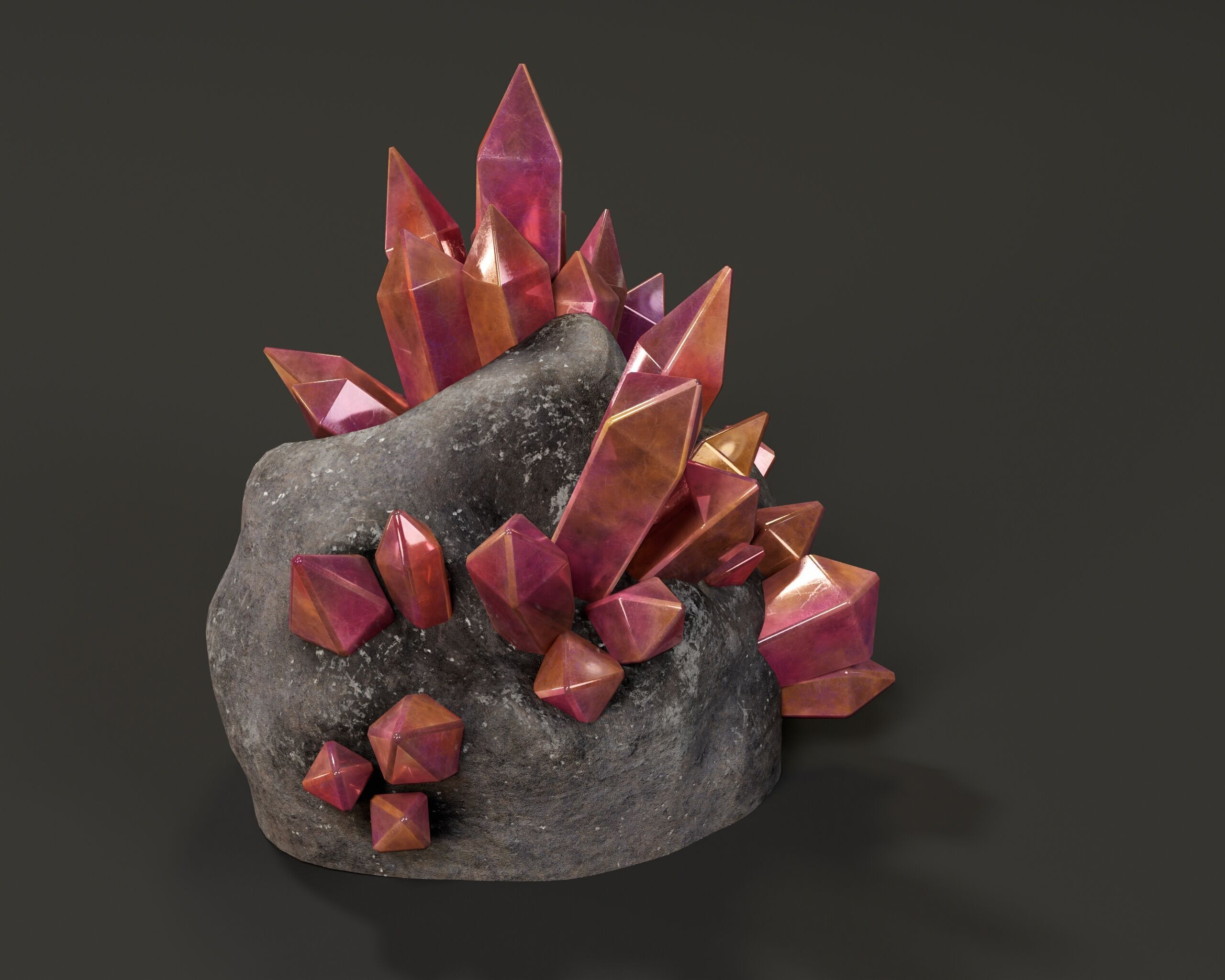 Crystal Ore Set 2 - 8 Colors Low-poly 3D model_16