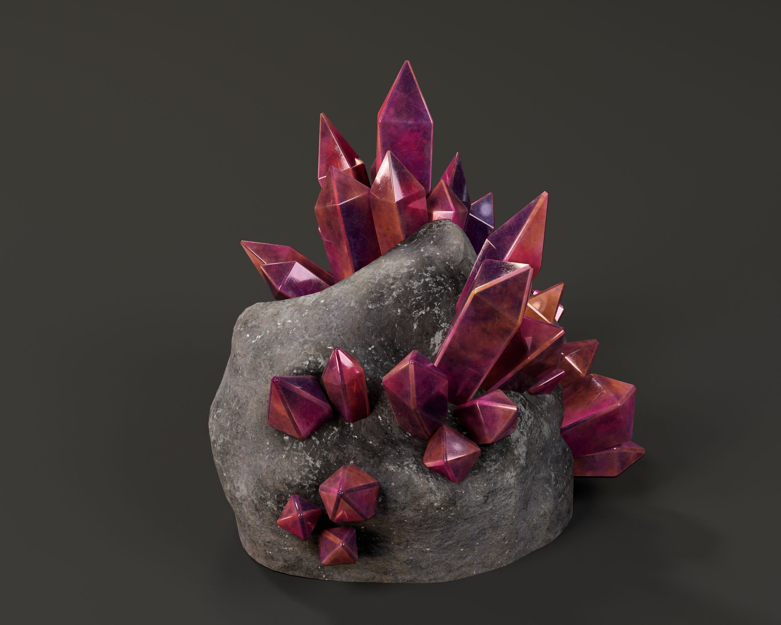 Crystal Ore Set 2 - 8 Colors Low-poly 3D model_14