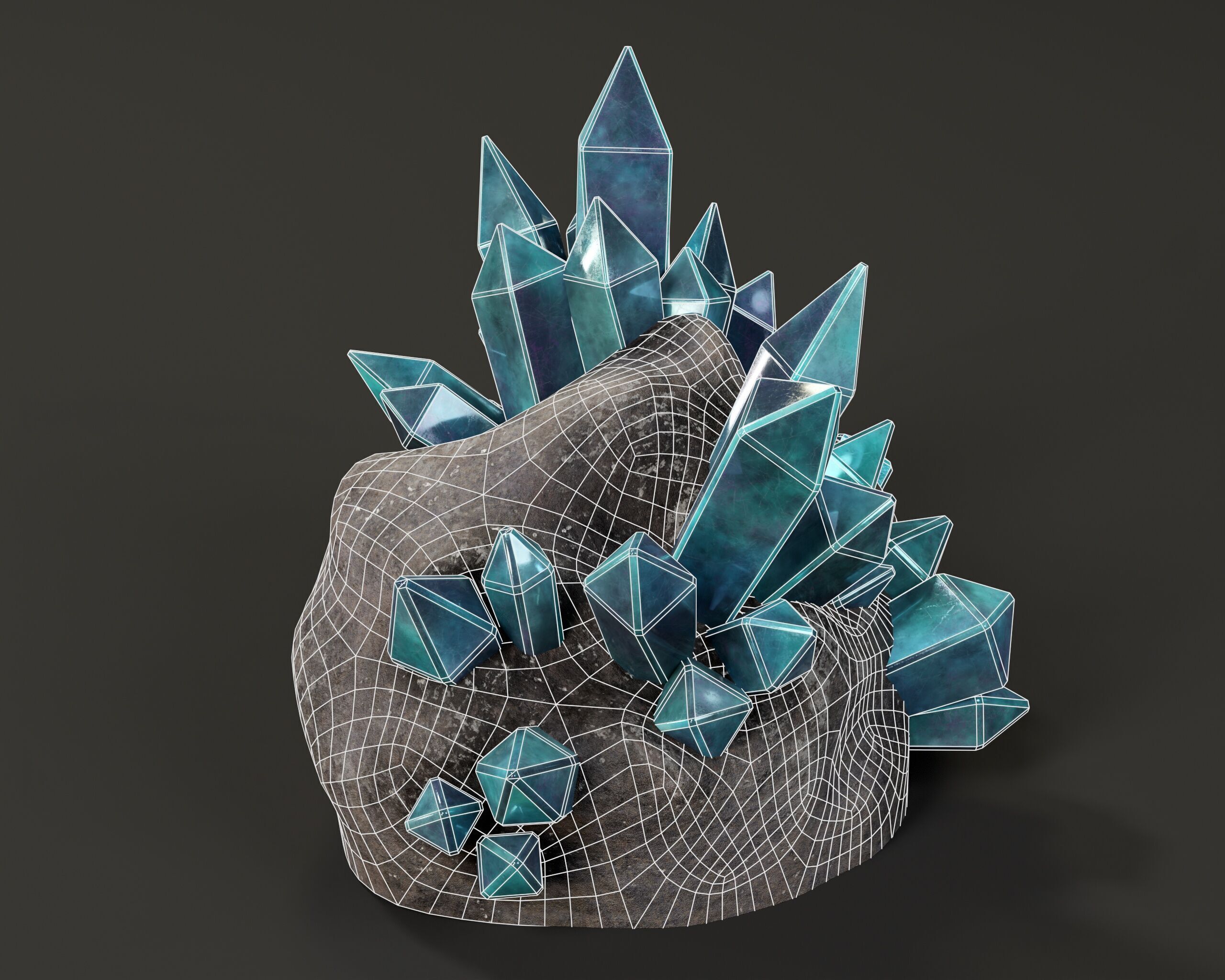 Crystal Ore Set 2 - 8 Colors Low-poly 3D model_19