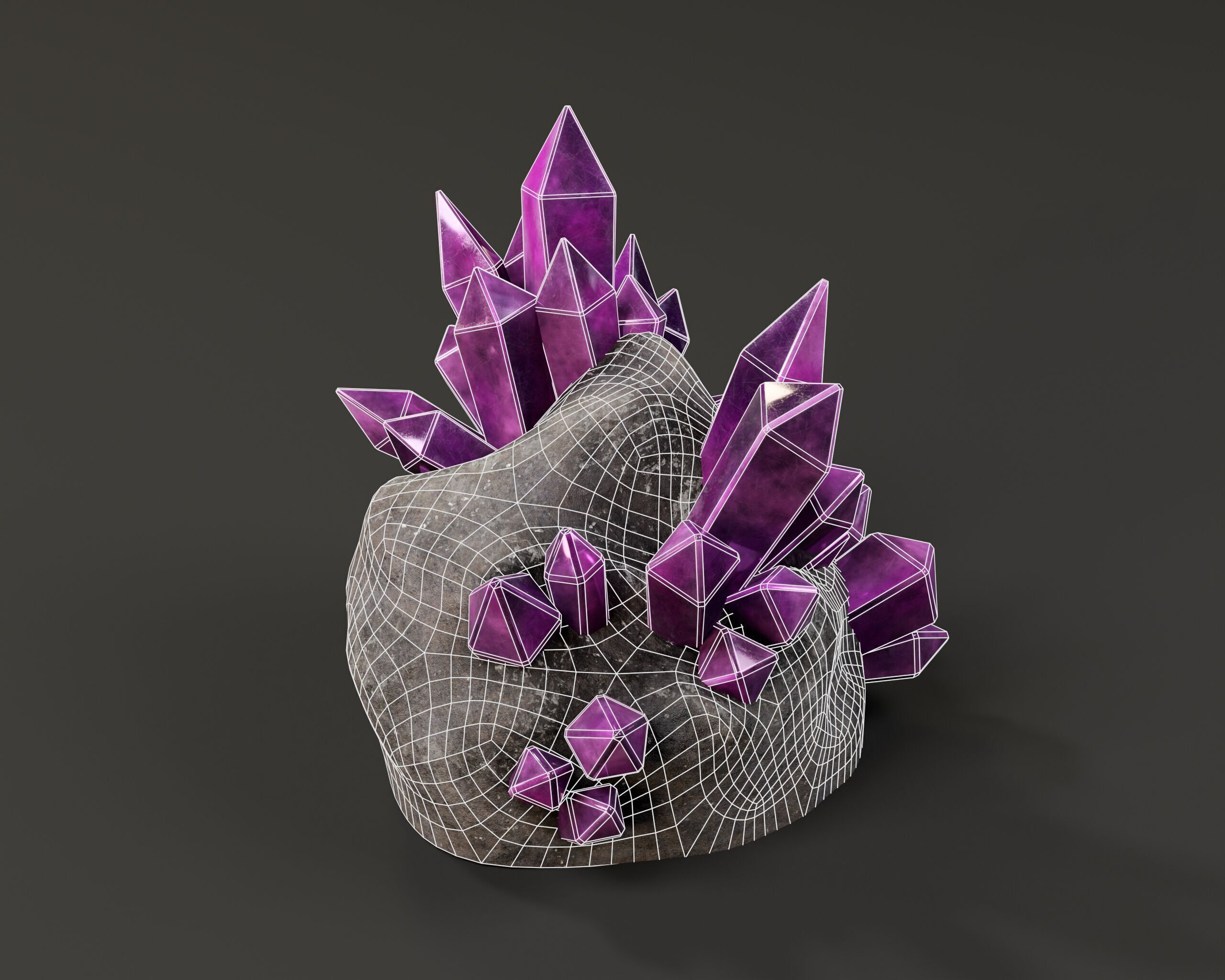 Crystal Ore Set 2 - 8 Colors Low-poly 3D model_11