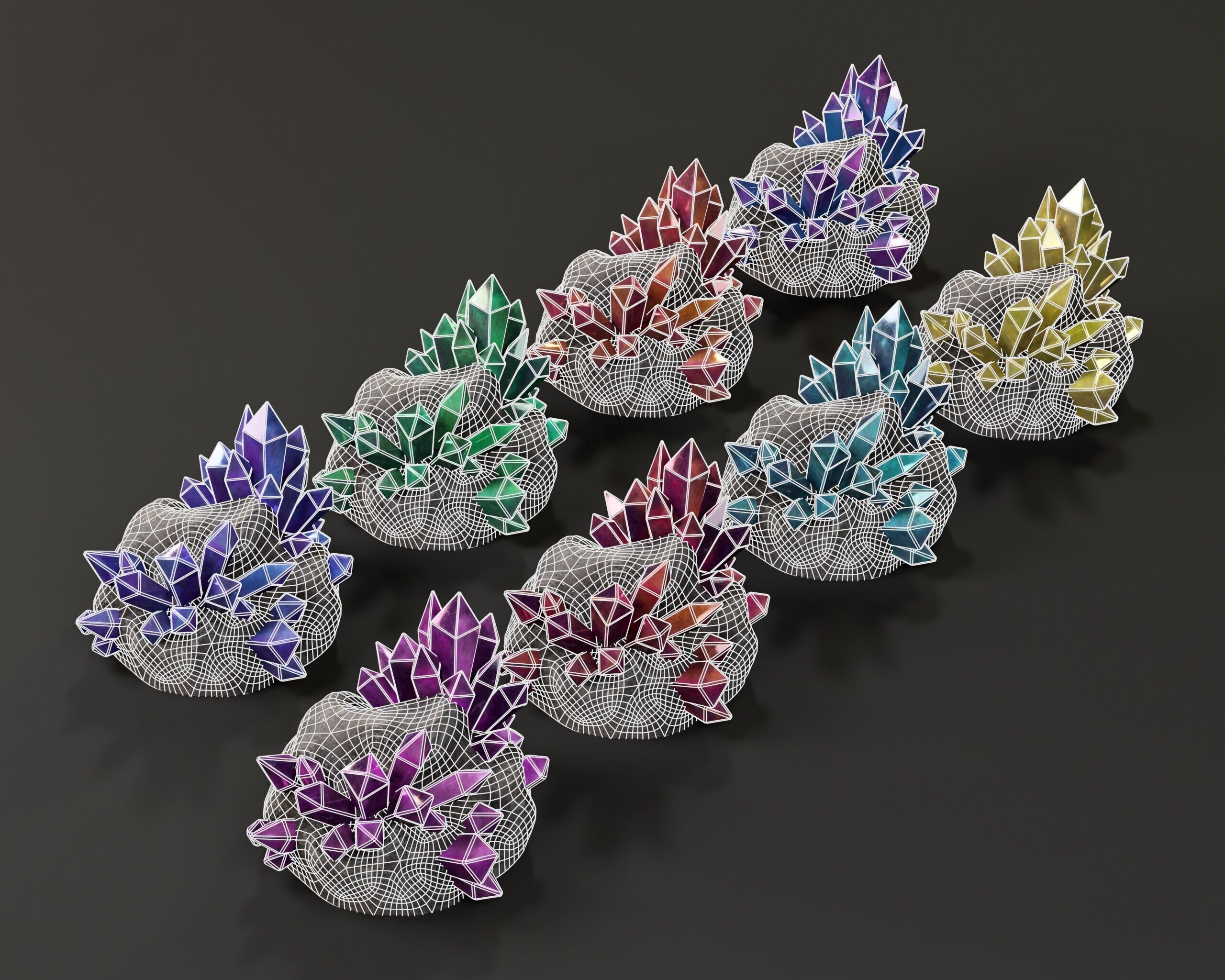 Crystal Ore Set 2 - 8 Colors Low-poly 3D model_5