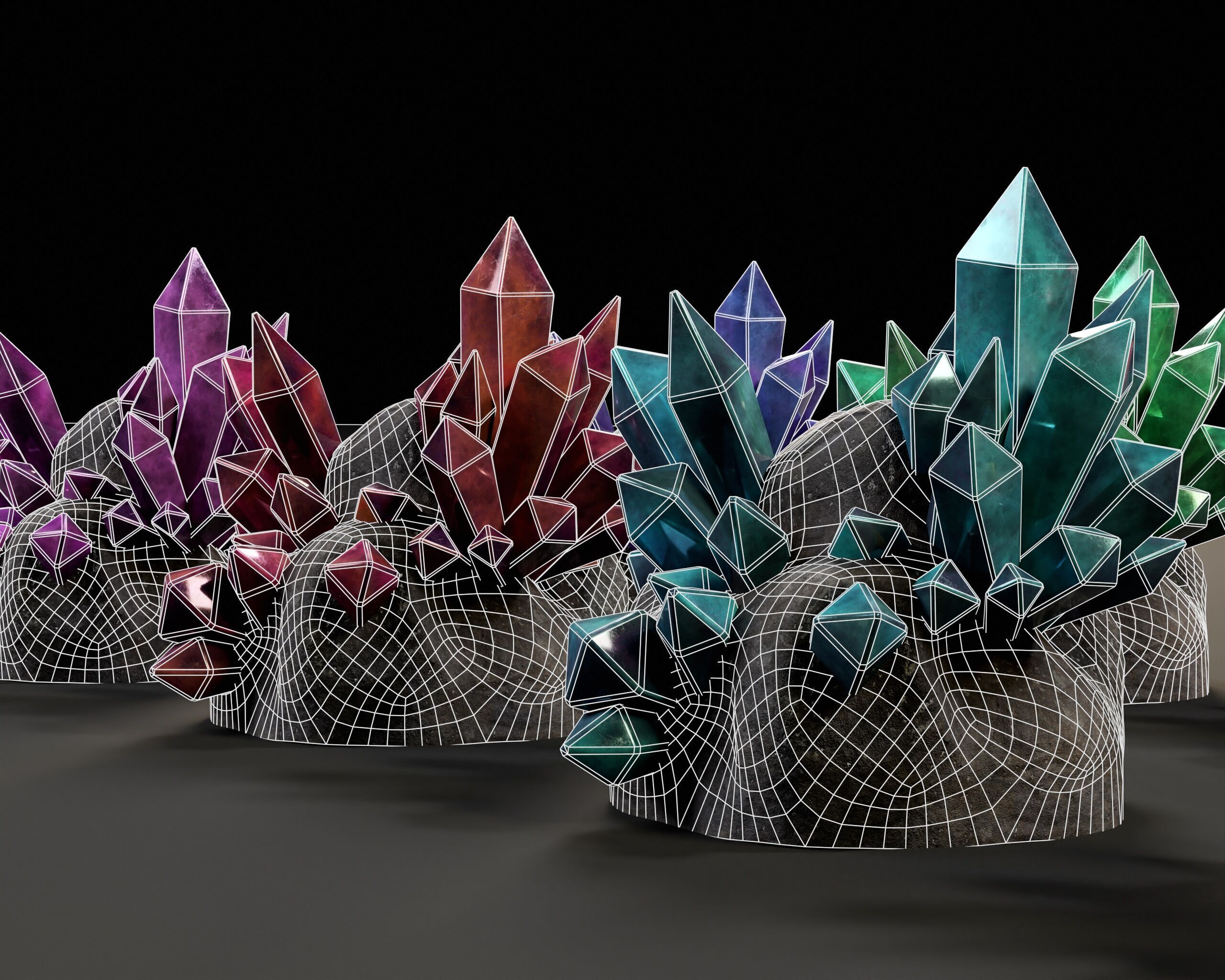 Crystal Ore Set 2 - 8 Colors Low-poly 3D model_7