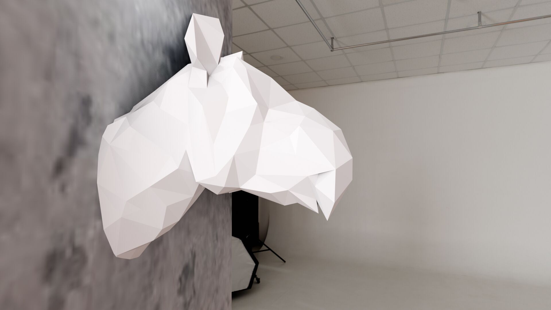 Paraceratherium lowpoly geometric Rhino head wallmount  STL 3D print model_1