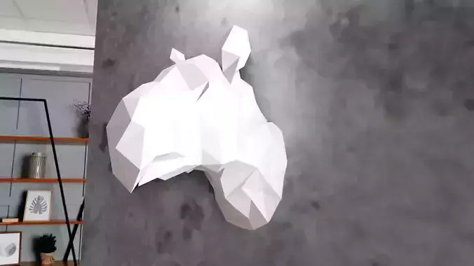 Paraceratherium lowpoly geometric Rhino head wallmount  STL