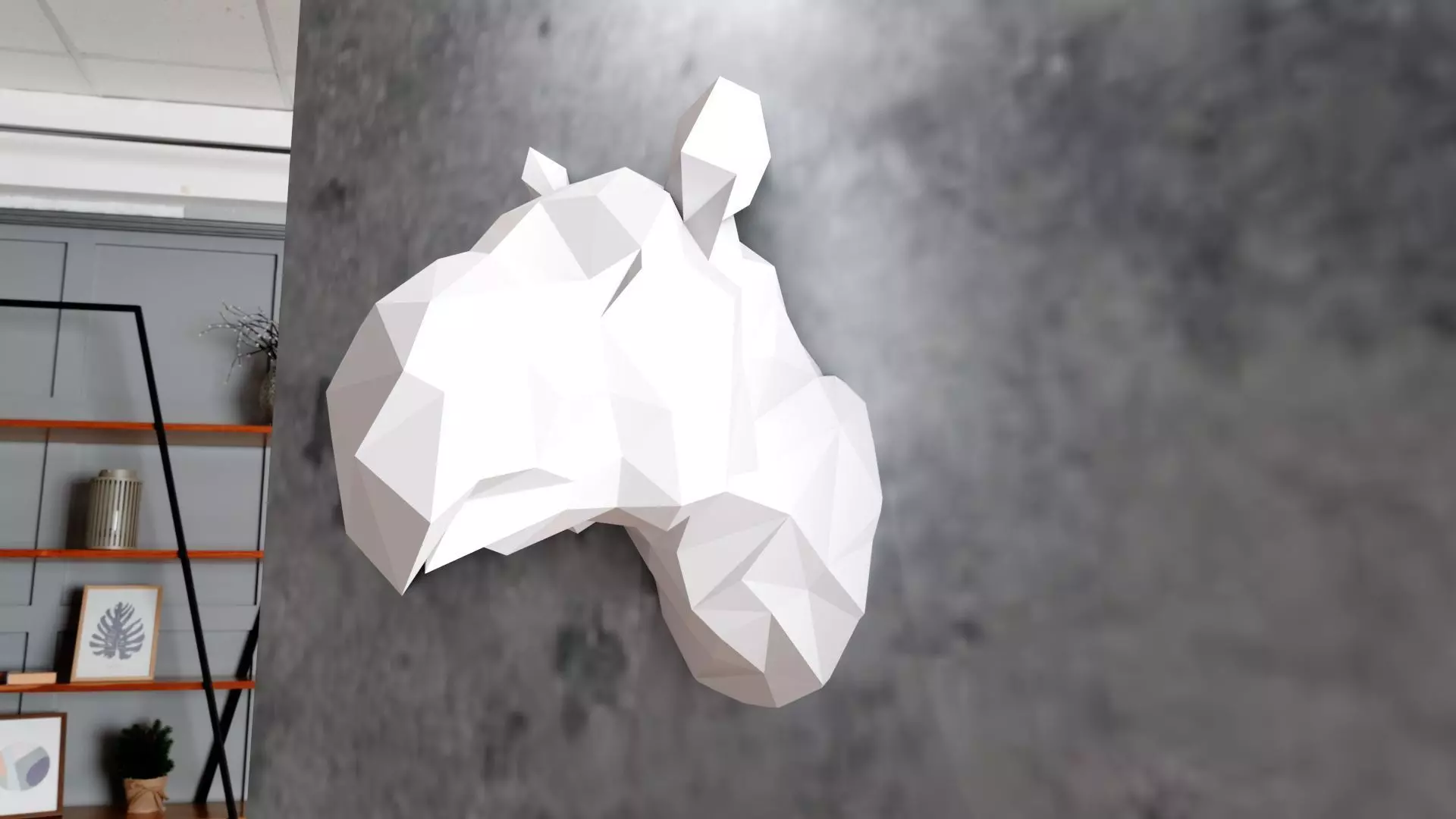 Paraceratherium lowpoly geometric Rhino head wallmount  STL 3D print model_0