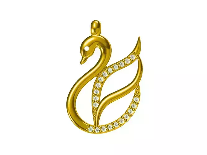 Women Swan Pendant 3D Print Model 