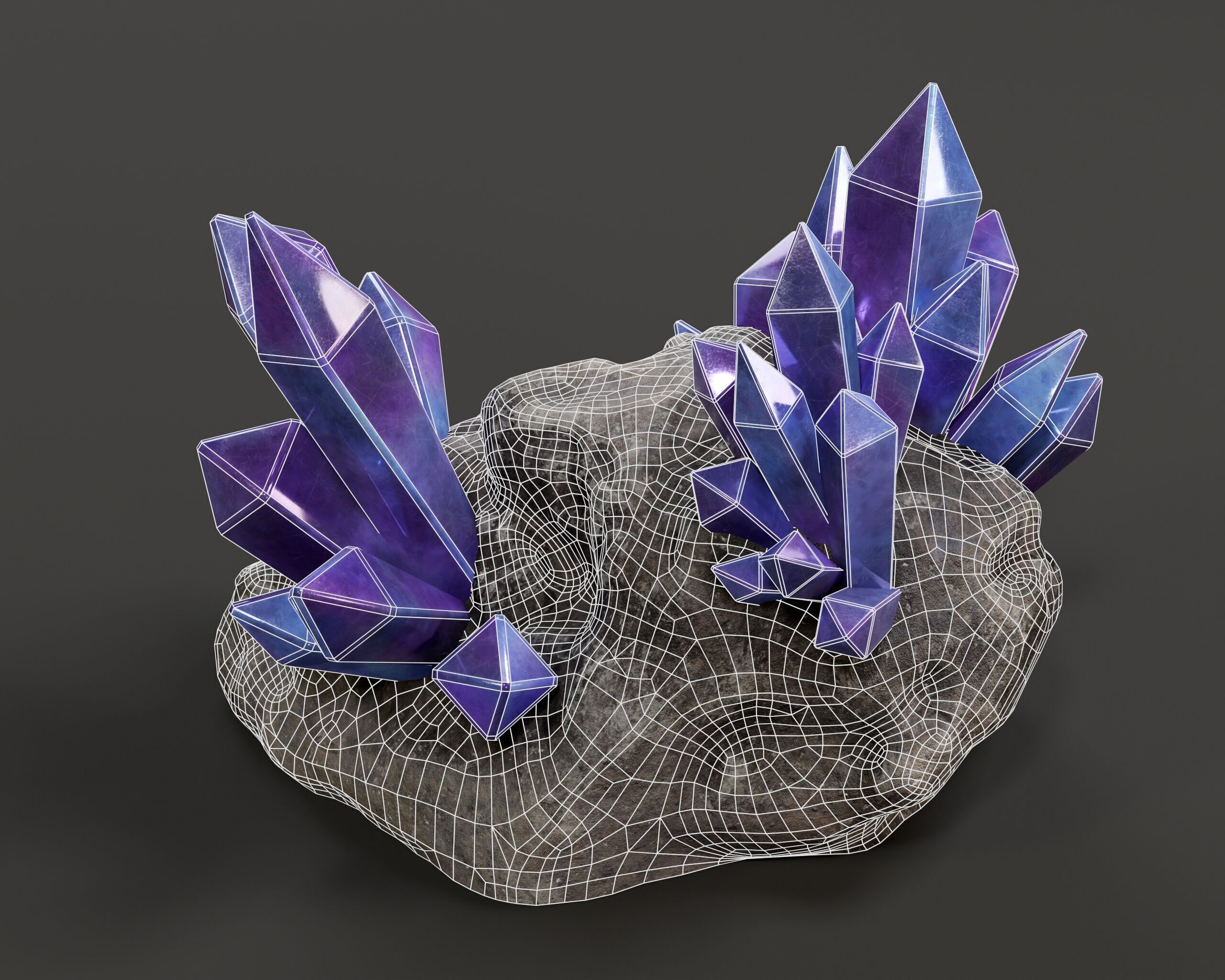 Crystal Ore Set 3 - 8 Colors Low-poly 3D model_9