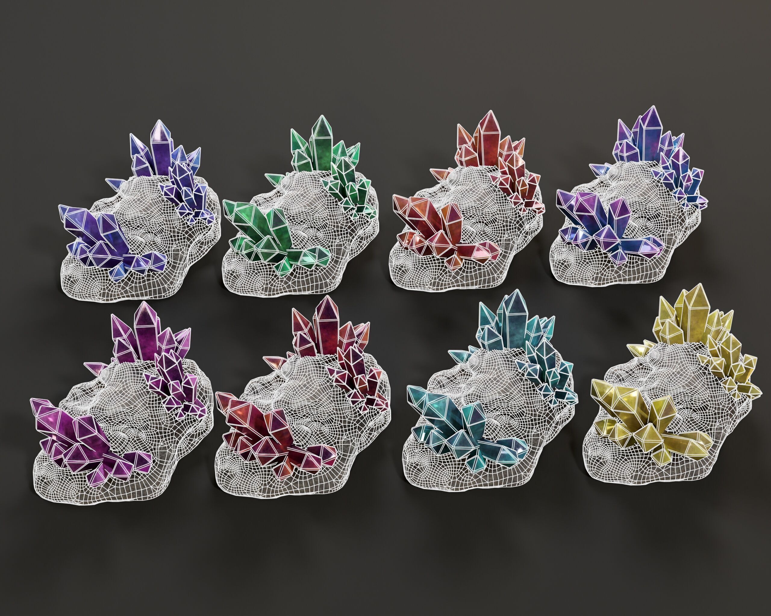 Crystal Ore Set 3 - 8 Colors Low-poly 3D model_5