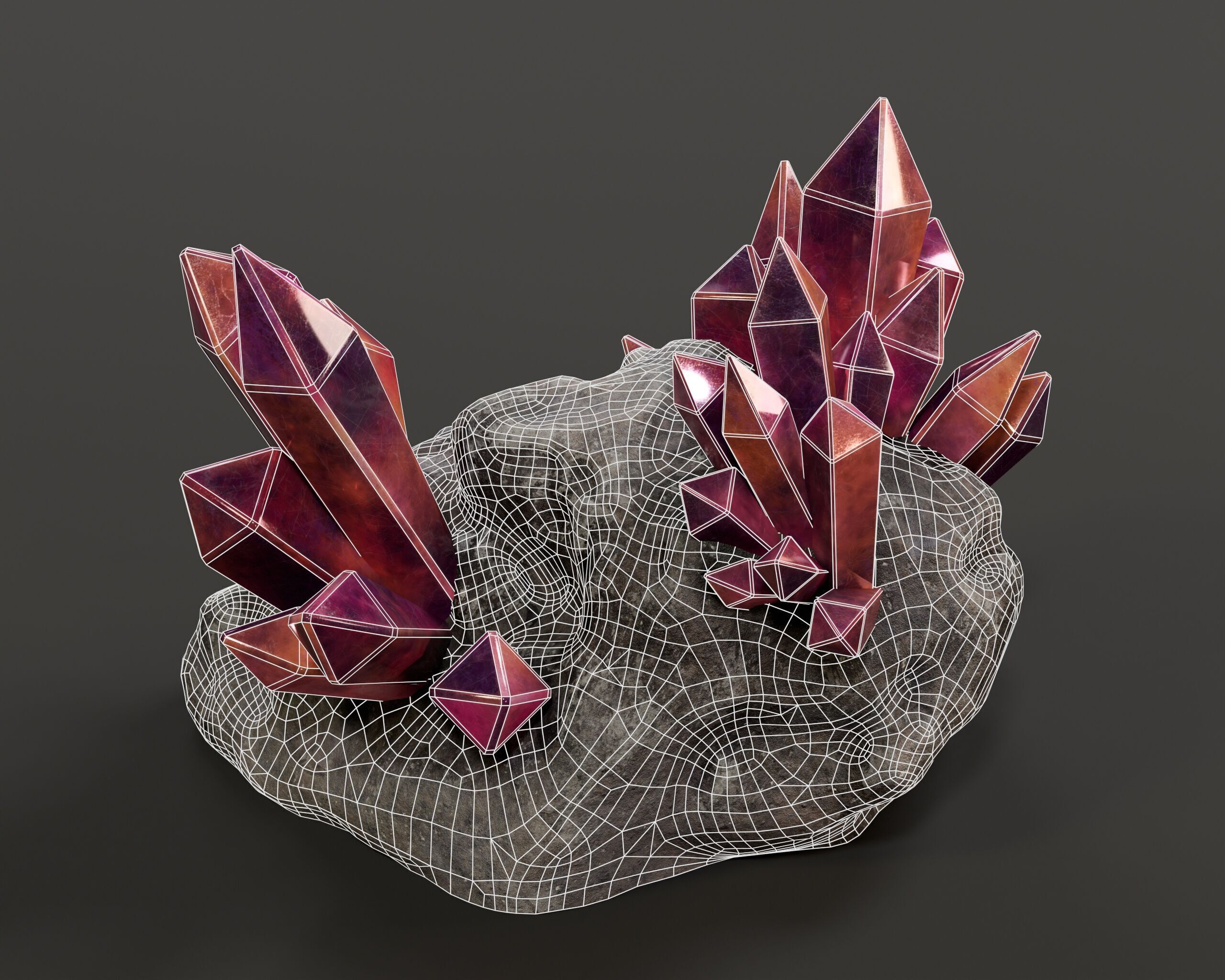 Crystal Ore Set 3 - 8 Colors Low-poly 3D model_15