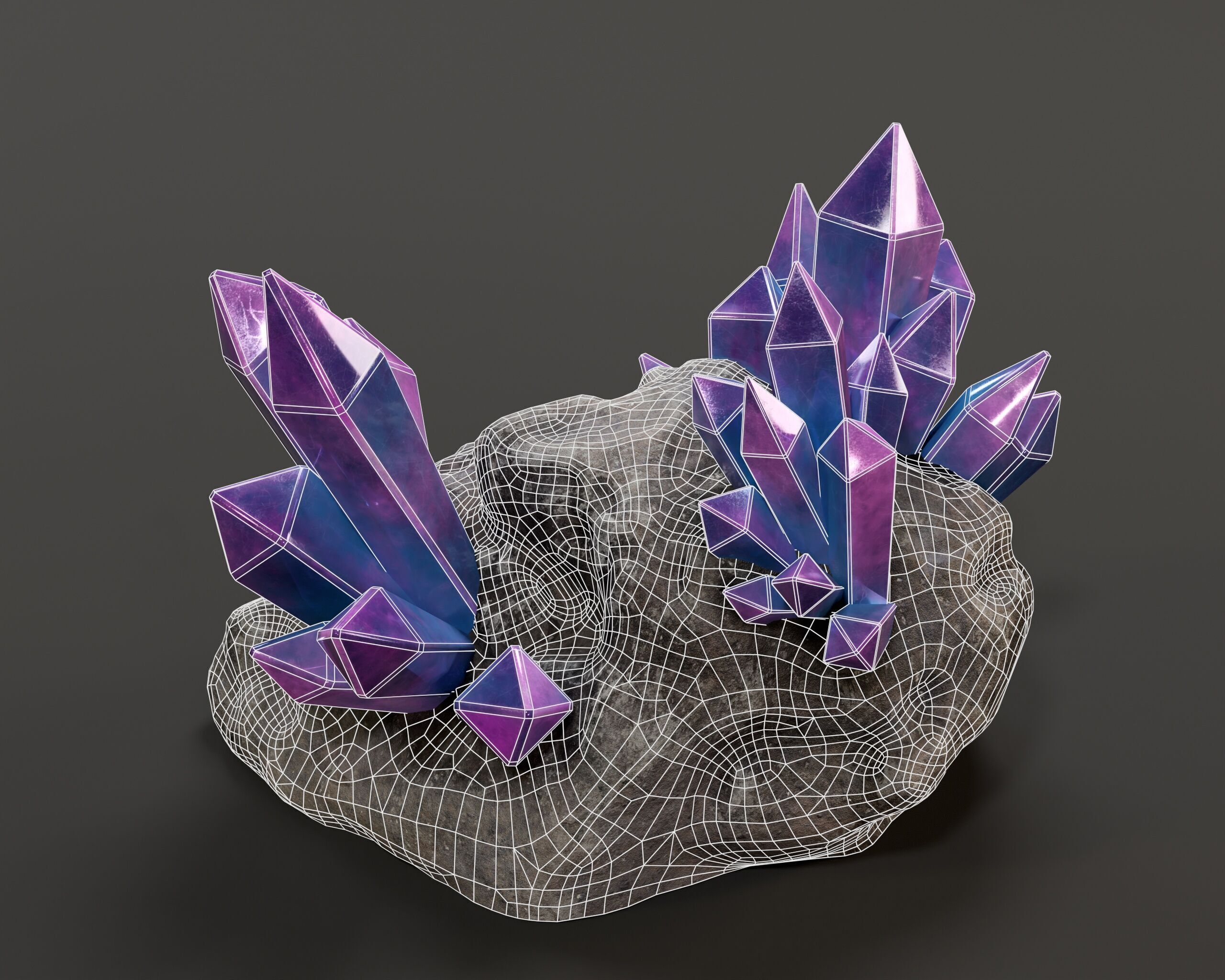 Crystal Ore Set 3 - 8 Colors Low-poly 3D model_21