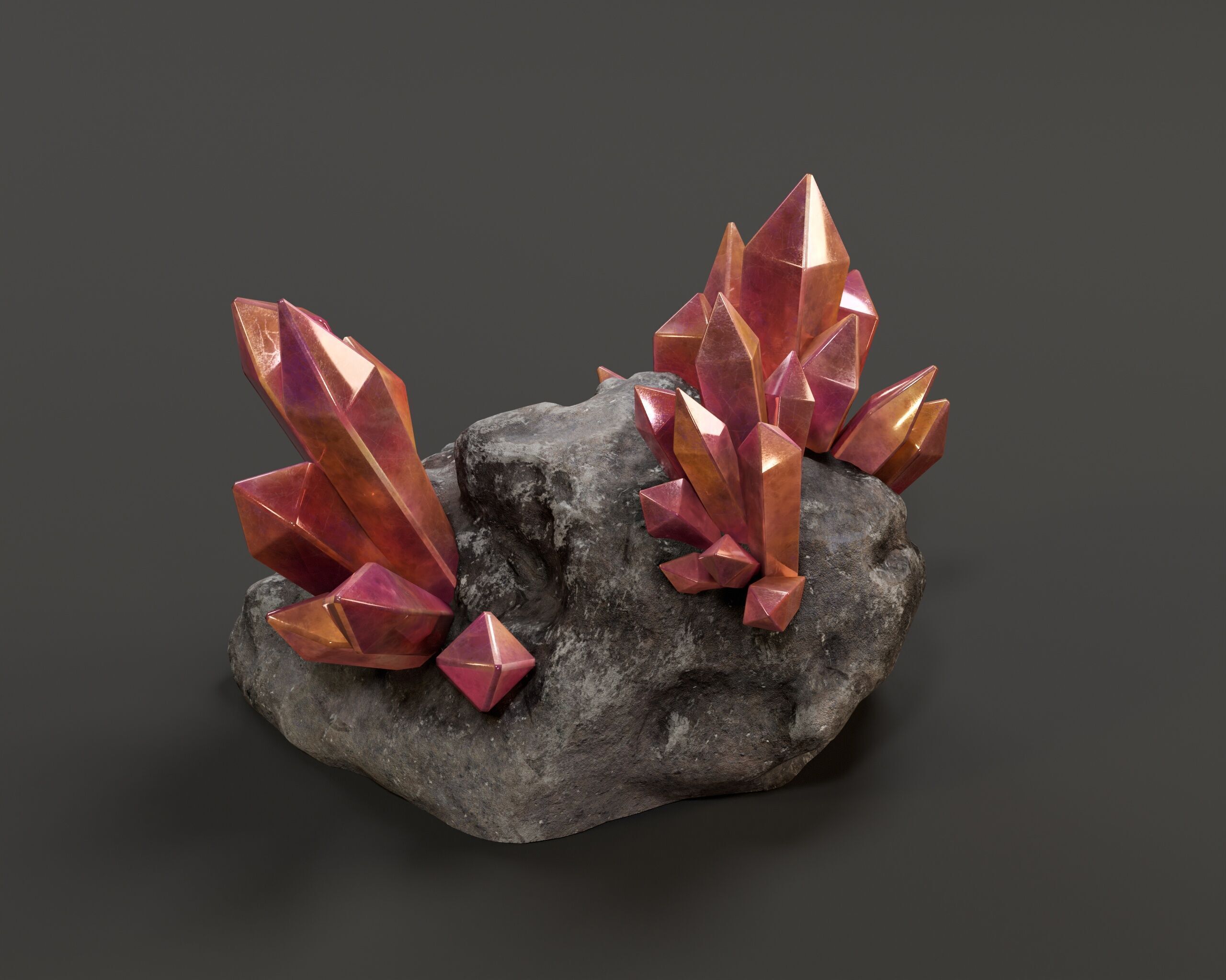 Crystal Ore Set 3 - 8 Colors Low-poly 3D model_16