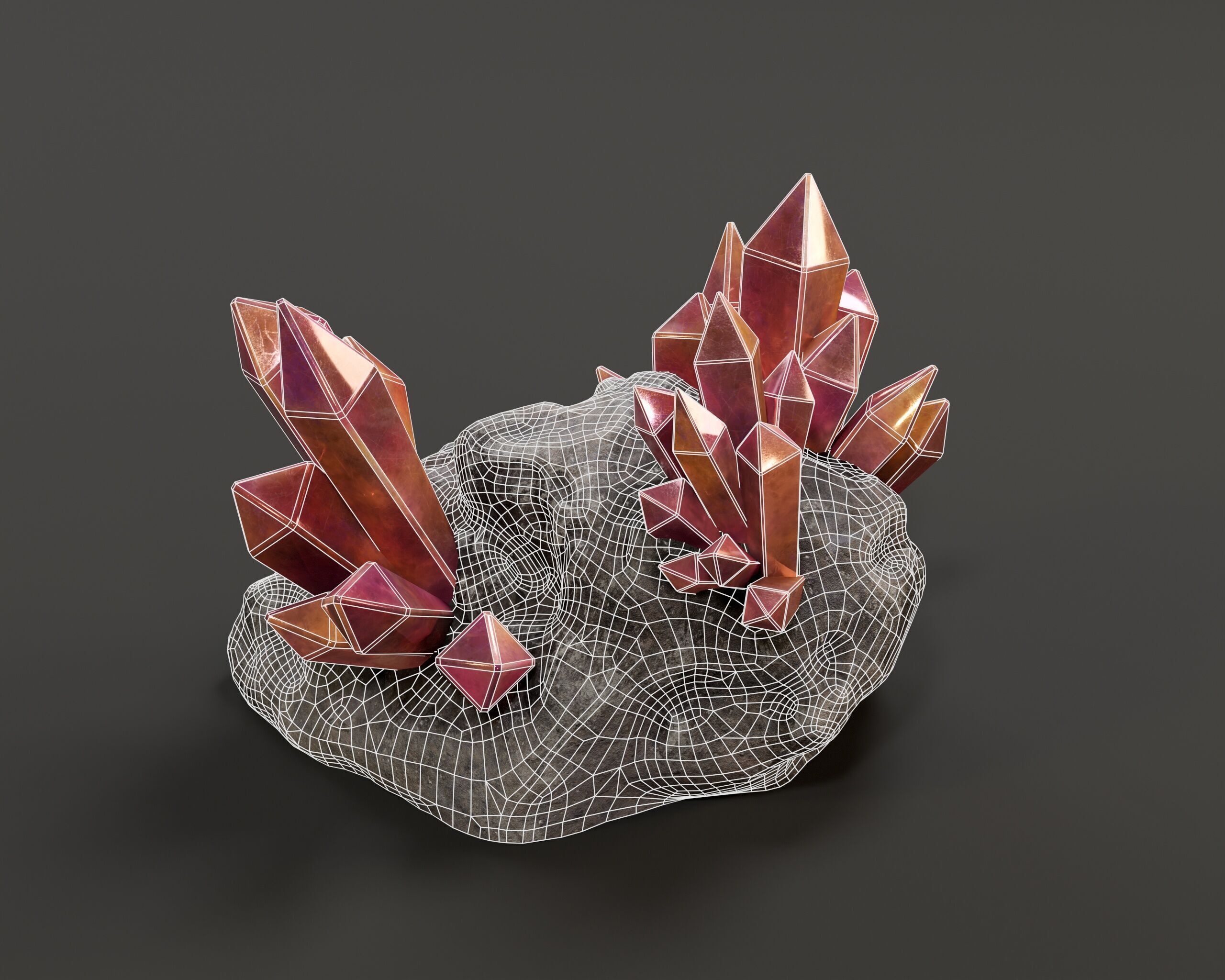 Crystal Ore Set 3 - 8 Colors Low-poly 3D model_17