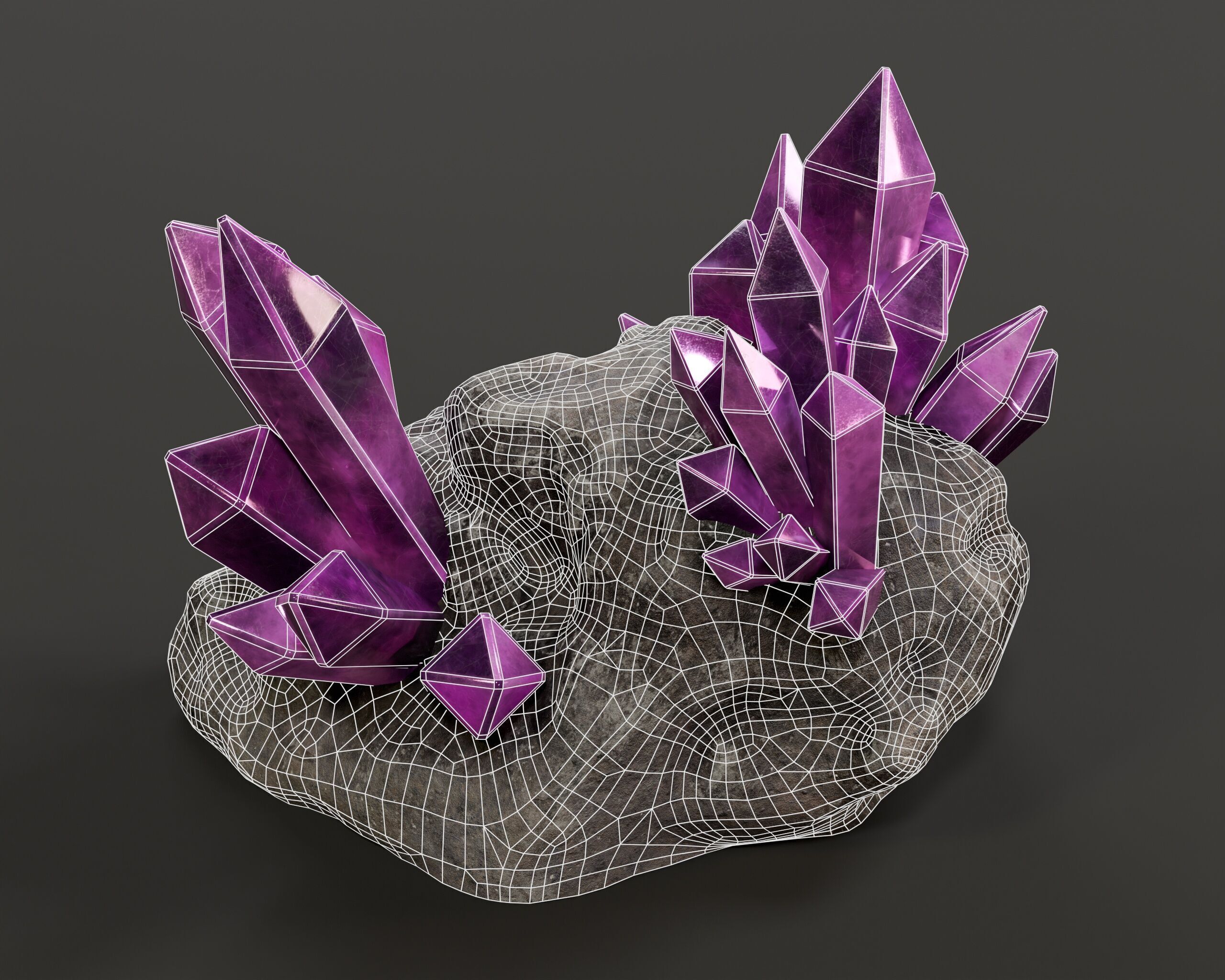 Crystal Ore Set 3 - 8 Colors Low-poly 3D model_11