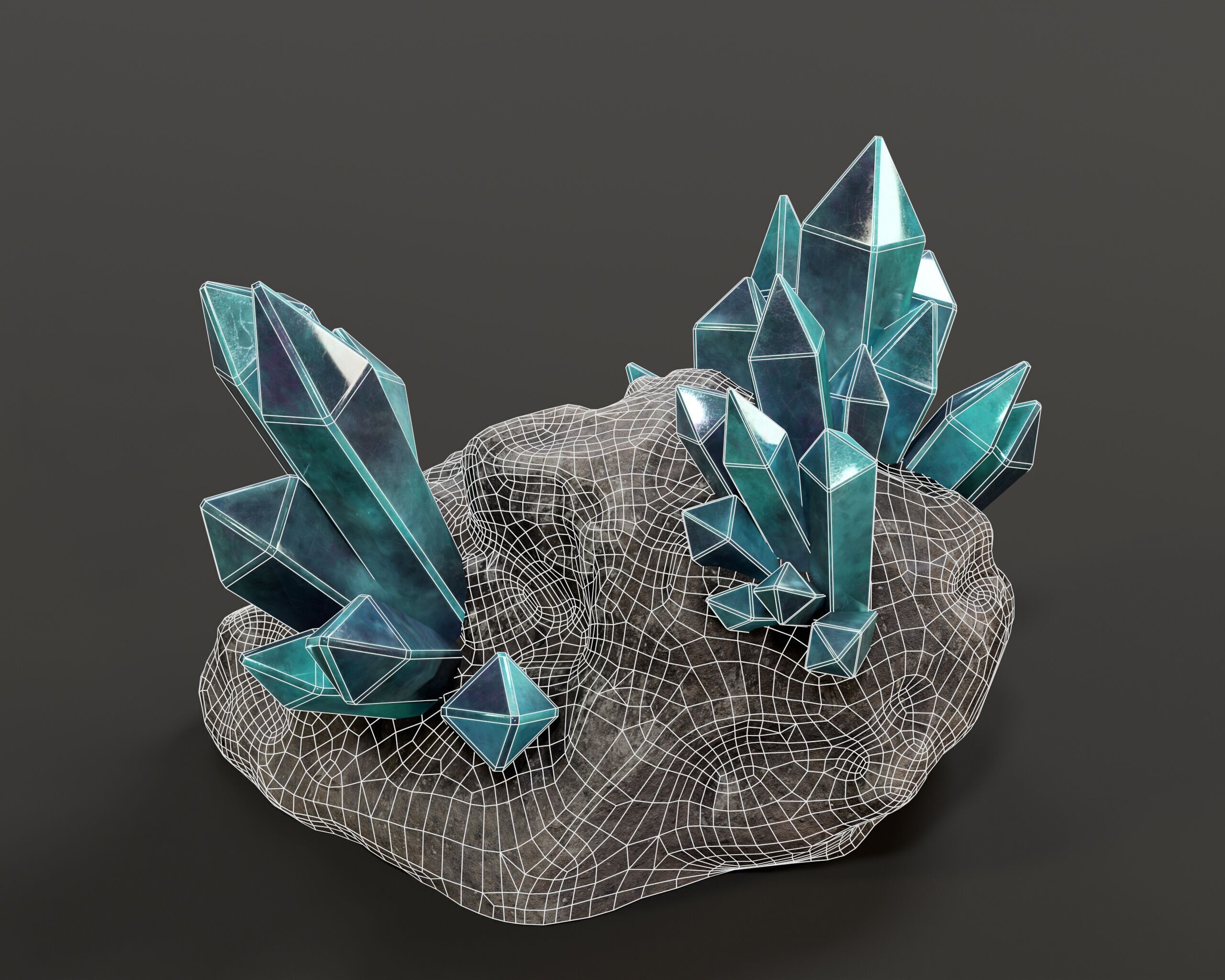 Crystal Ore Set 3 - 8 Colors Low-poly 3D model_19