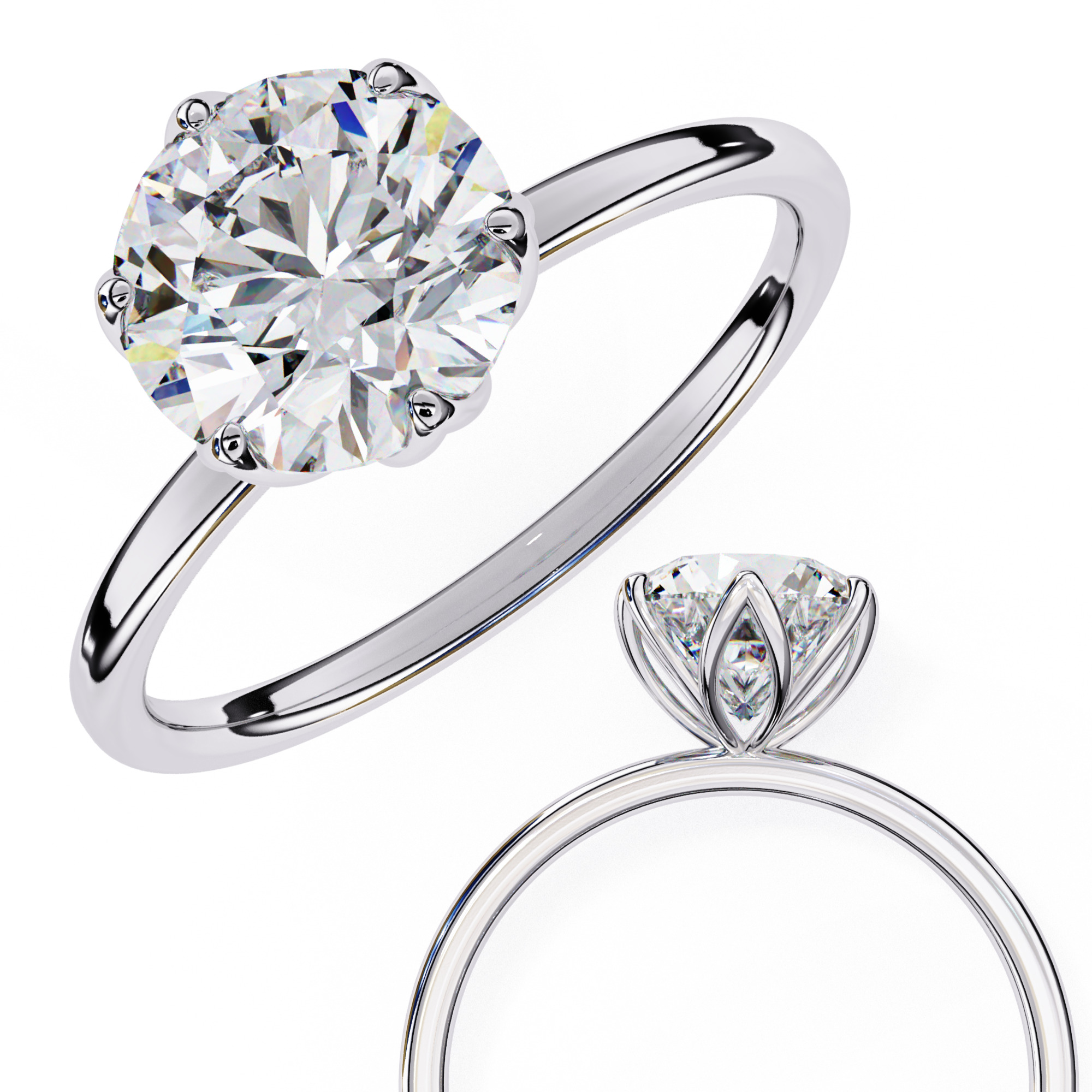 Mono Solitaire Diamond Ring 360 animation renders 3dm stl  3D print model_2