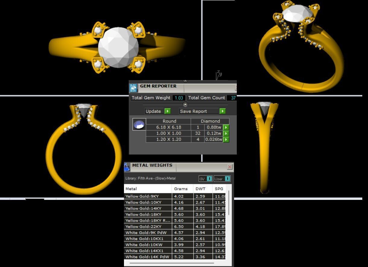 Mono Solitaire Diamond Ring 360 animation renders 3dm stl  3D print model_7