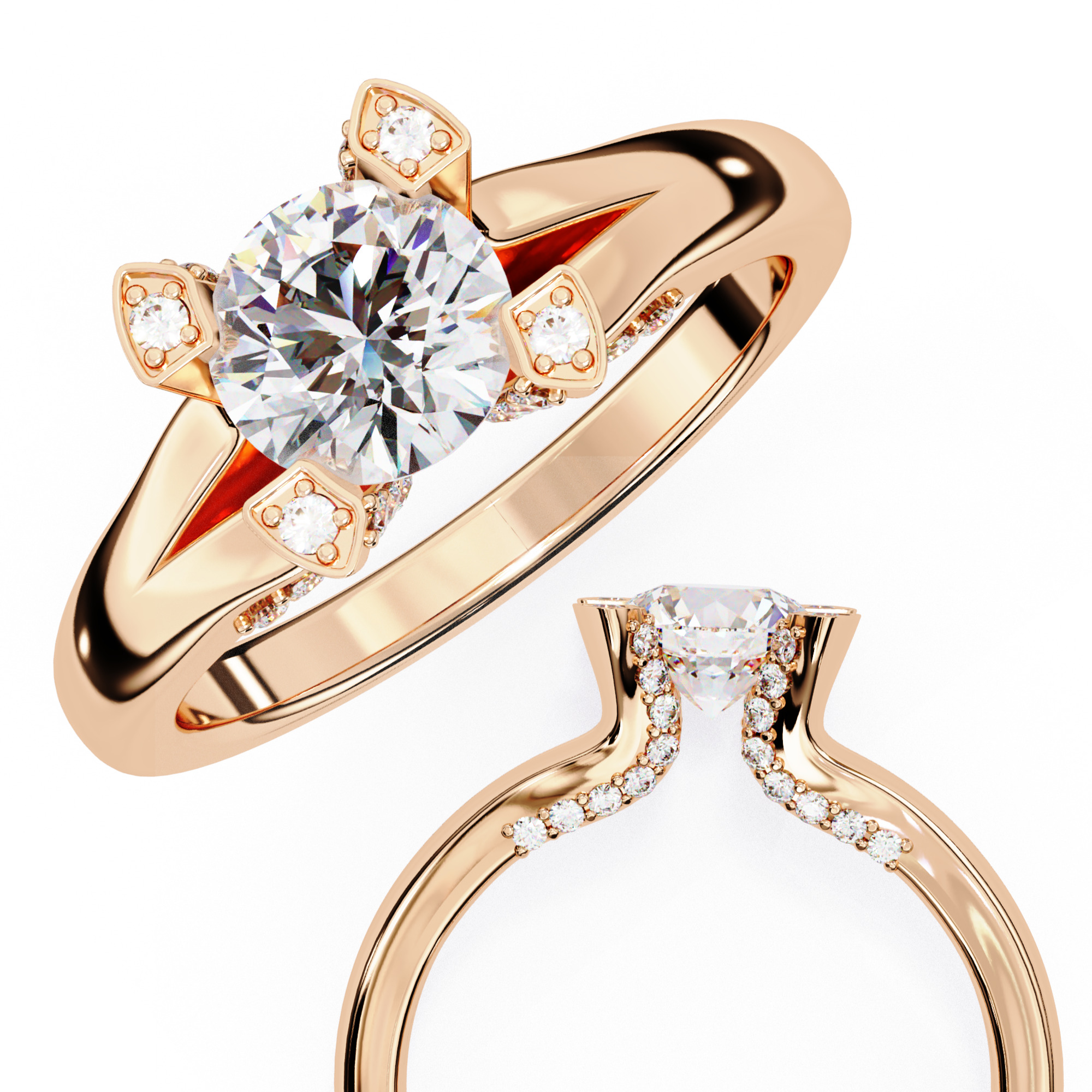 Mono Solitaire Diamond Ring 360 animation renders 3dm stl  3D print model_2