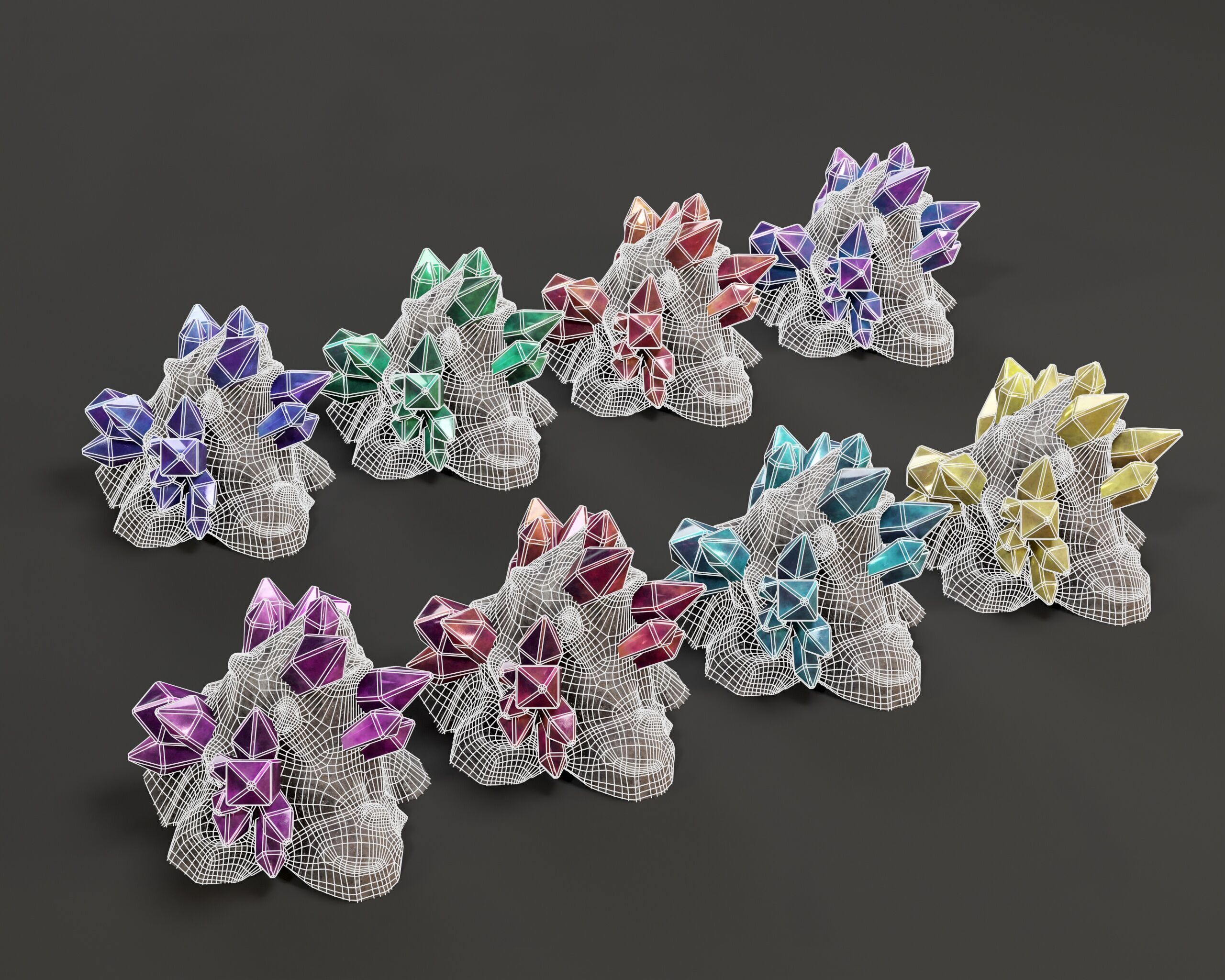Crystal Ore Set 4 - 8 Colors Low-poly 3D model_3