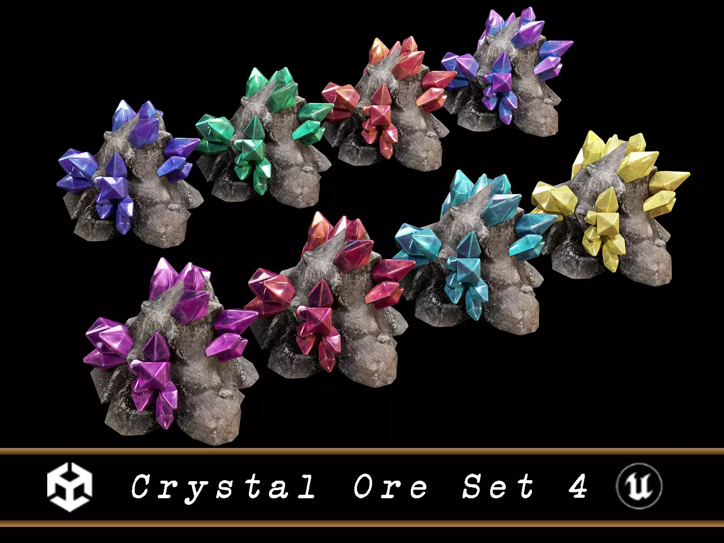 Crystal Ore Set 4 - 8 Colors Low-poly 3D model_0