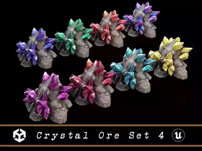 Crystal Ore Set 4 - 8 Colors Low-poly 3D model Crystal Ore Set 4 - 8 Colors Low-poly 3D model