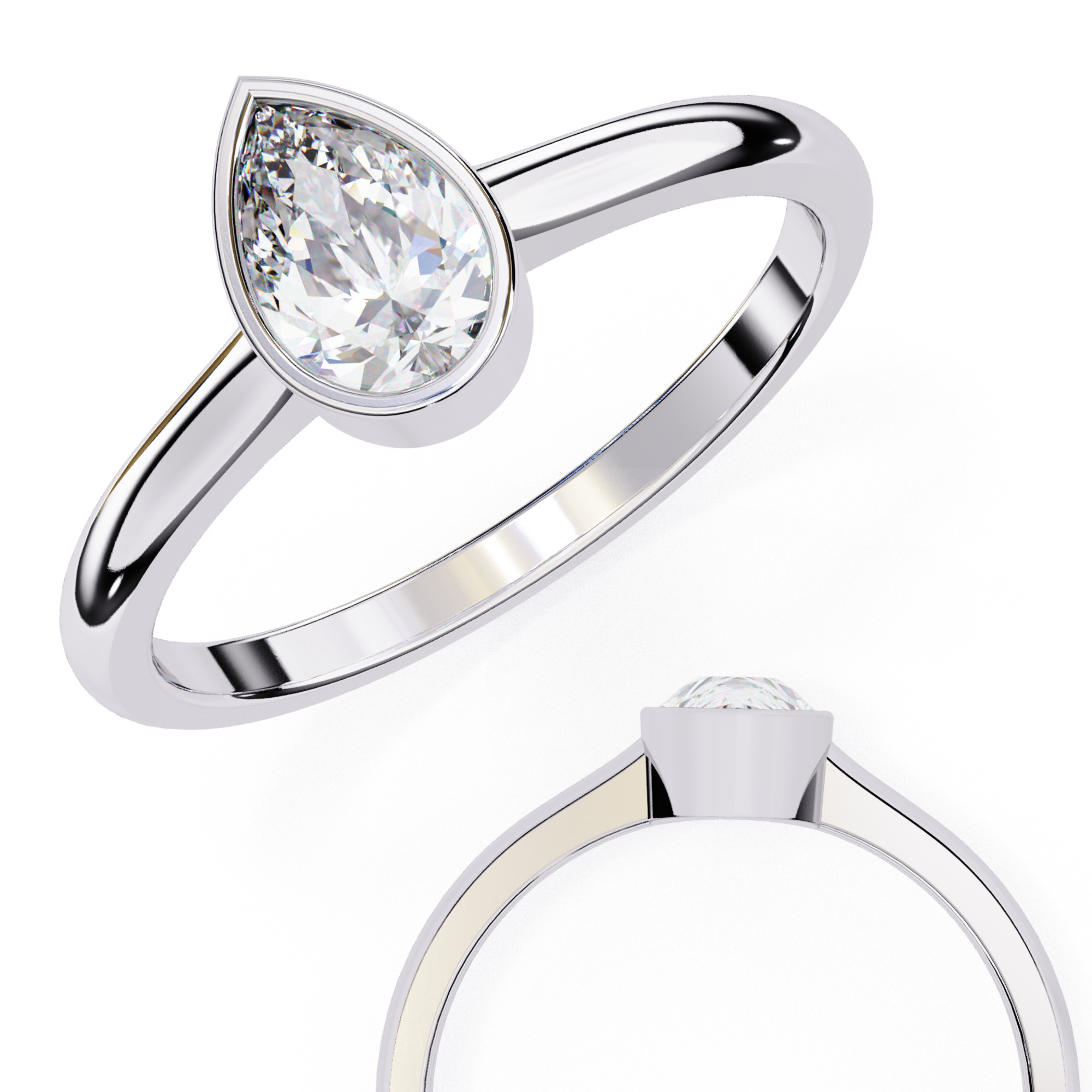 Mono Solitaire Diamond Ring 360 animation renders 3dm stl  3D print model_8