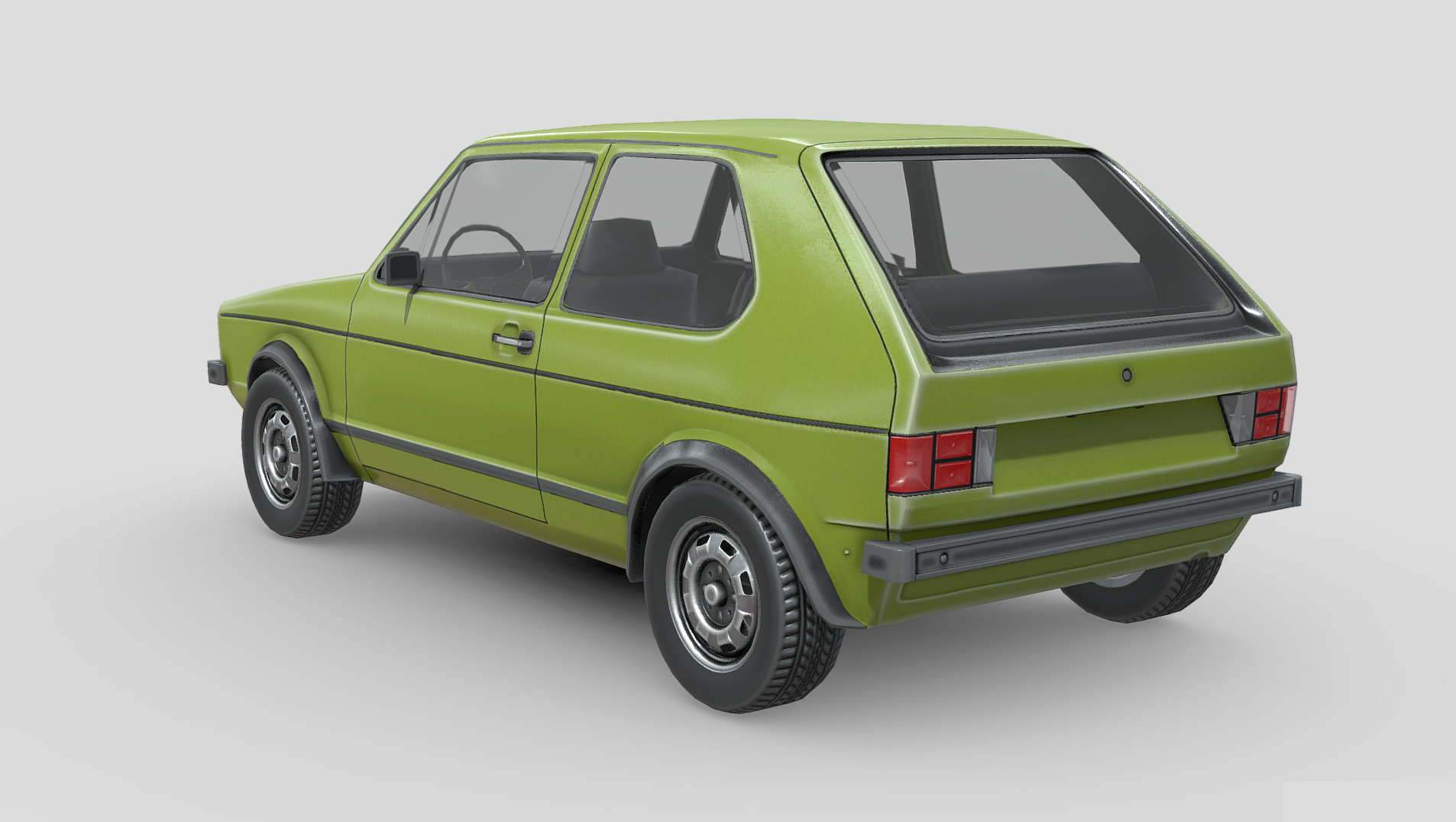 Volkswagen Golf GTI 1975 Low-poly 3D model_1