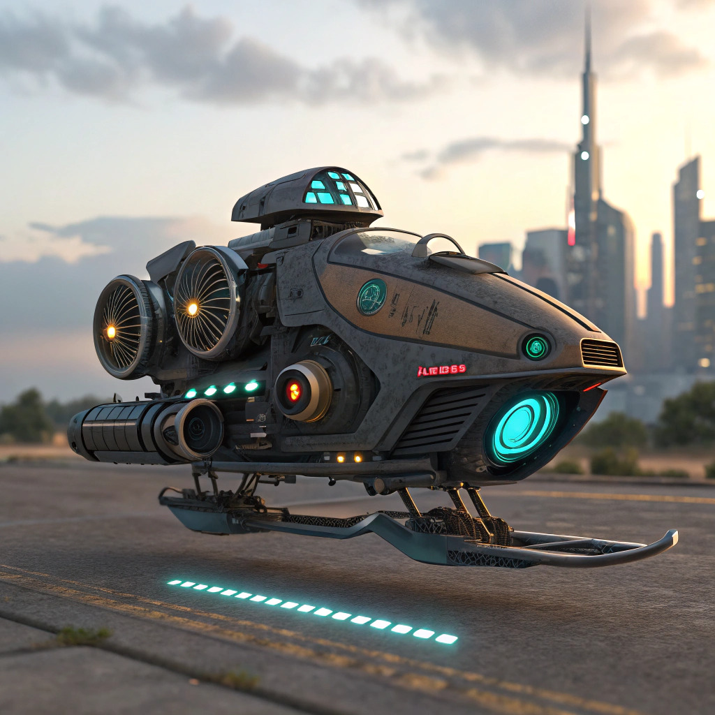 Futuristic Sci-Fi Hoverbike High-Detail 3D Model Low-poly 3D model_1