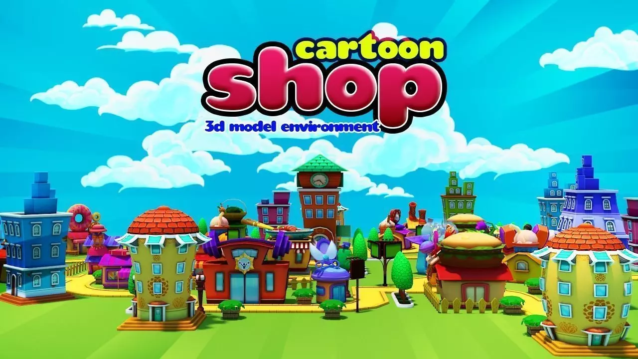 Cartoon Shop Low-poly 3D model_0
